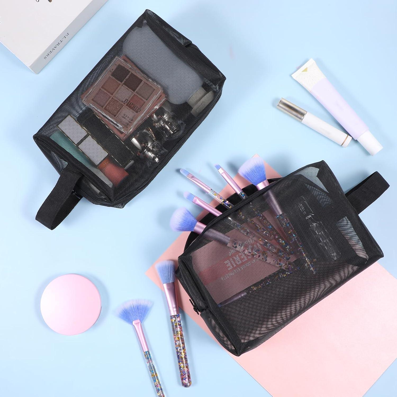 10 Bolsas de Maquillaje de Malla Negra HOFURME 24.9x10.2 cm