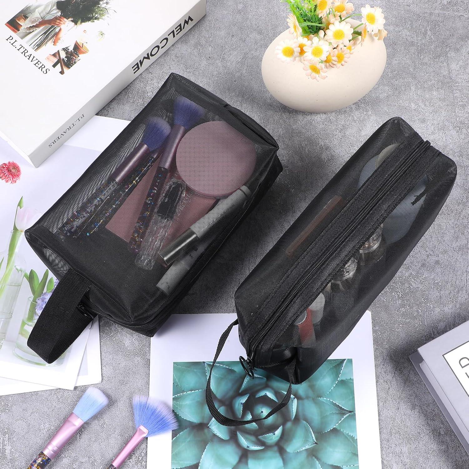 10 Bolsas de Maquillaje de Malla Negra HOFURME 24.9x10.2 cm