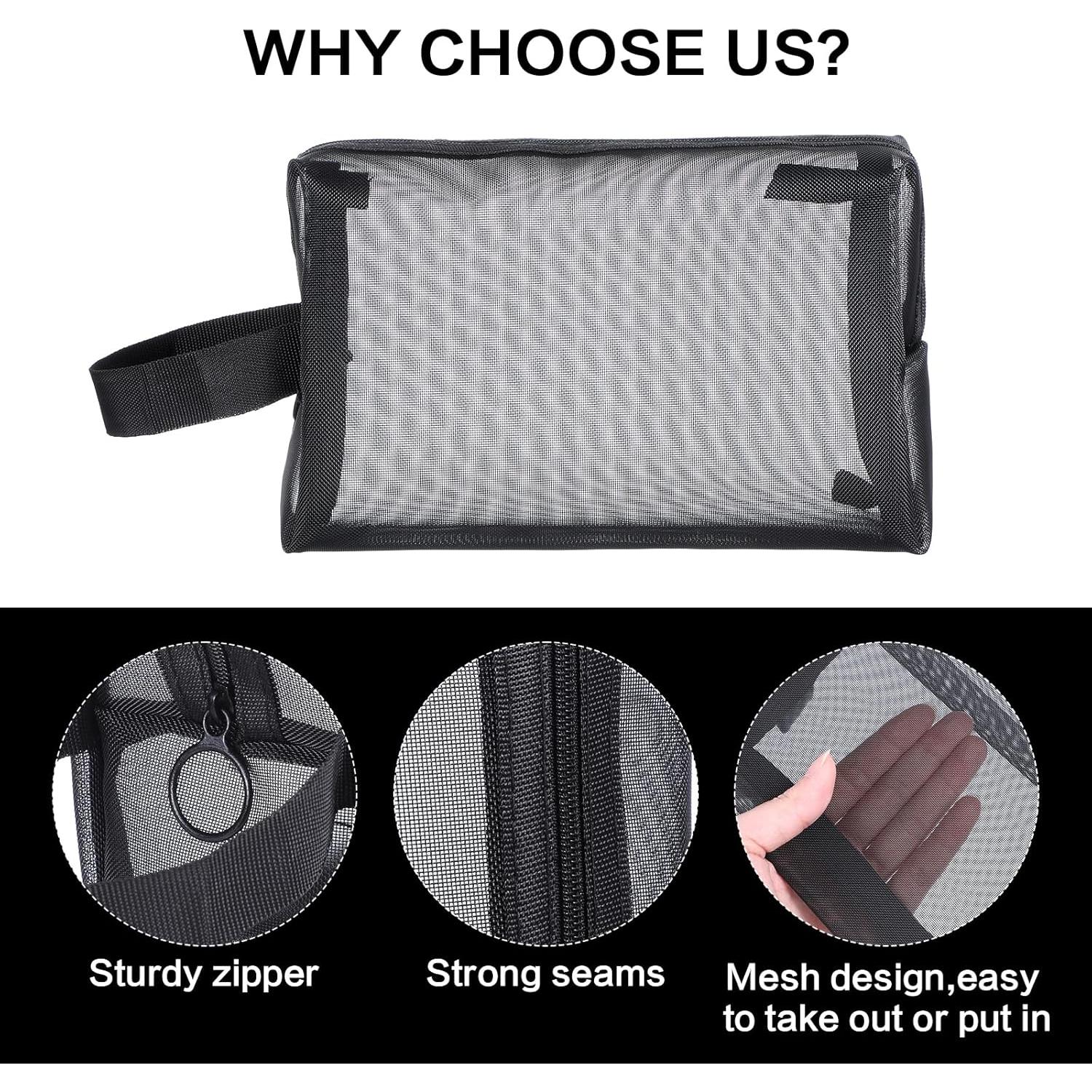 10 Bolsas de Maquillaje de Malla Negra HOFURME 24.9x10.2 cm