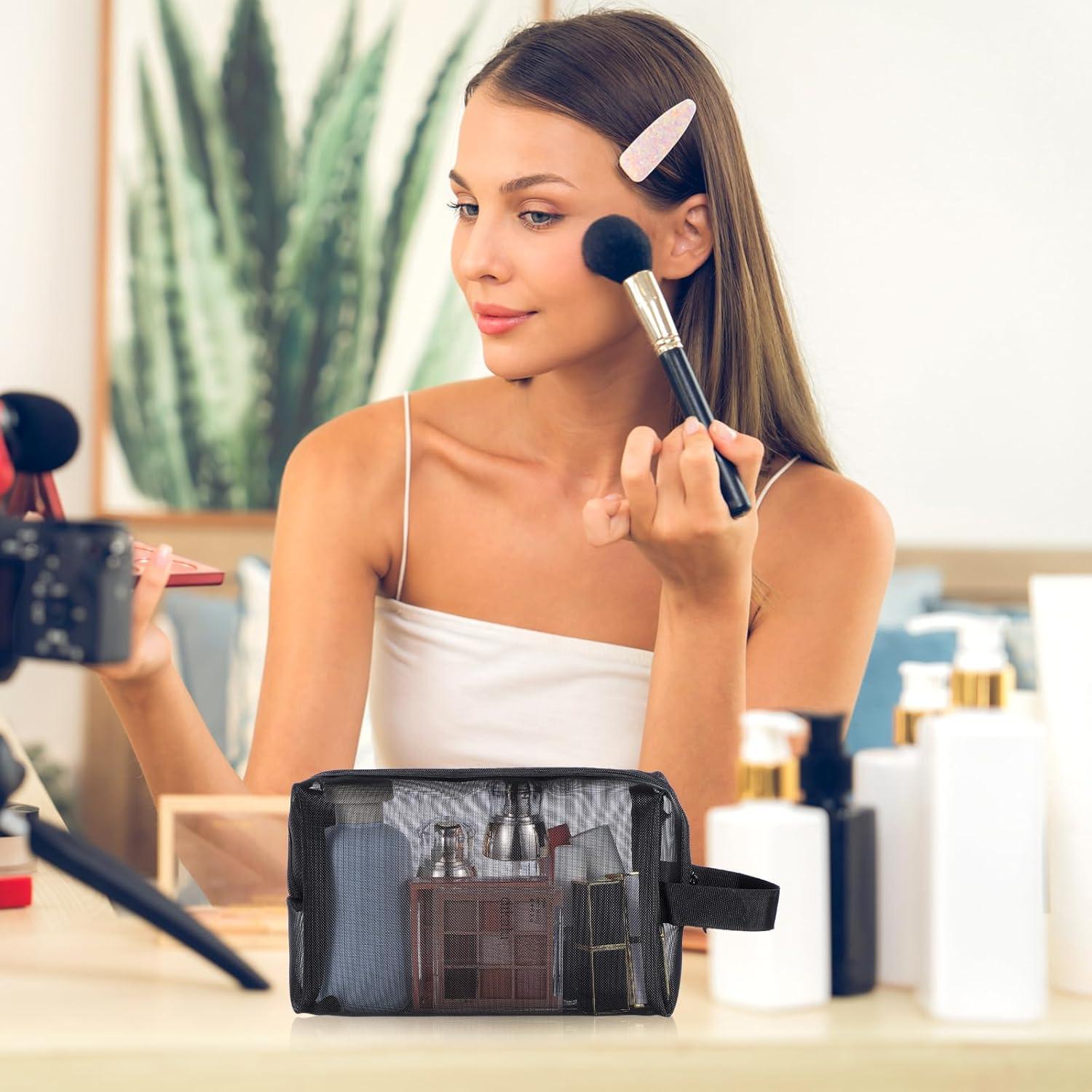 10 Bolsas de Maquillaje de Malla Negra HOFURME 24.9x10.2 cm