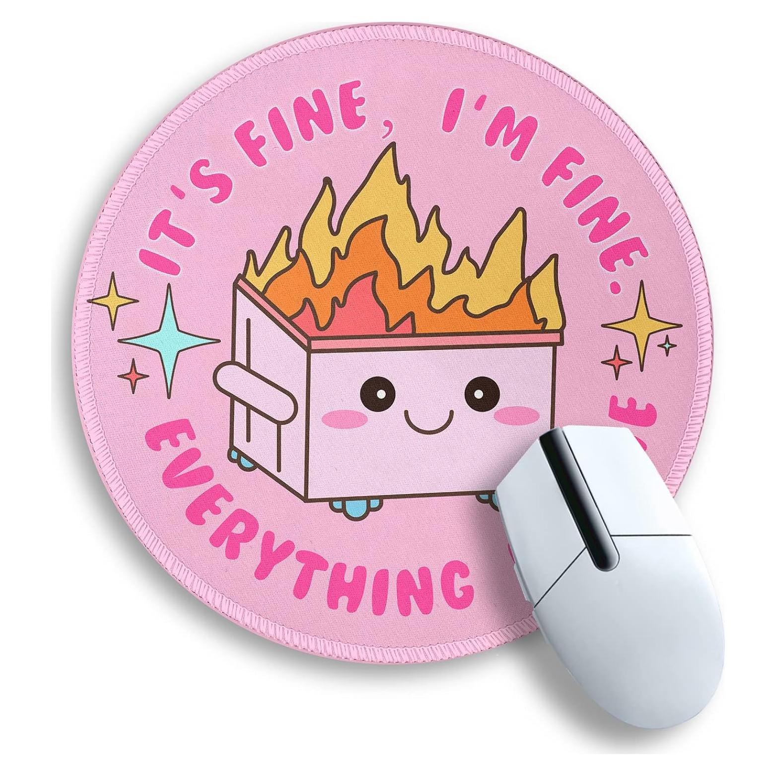 Alfombrilla de Ratón Redonda Gctriki Rosa 22 cm Antideslizante