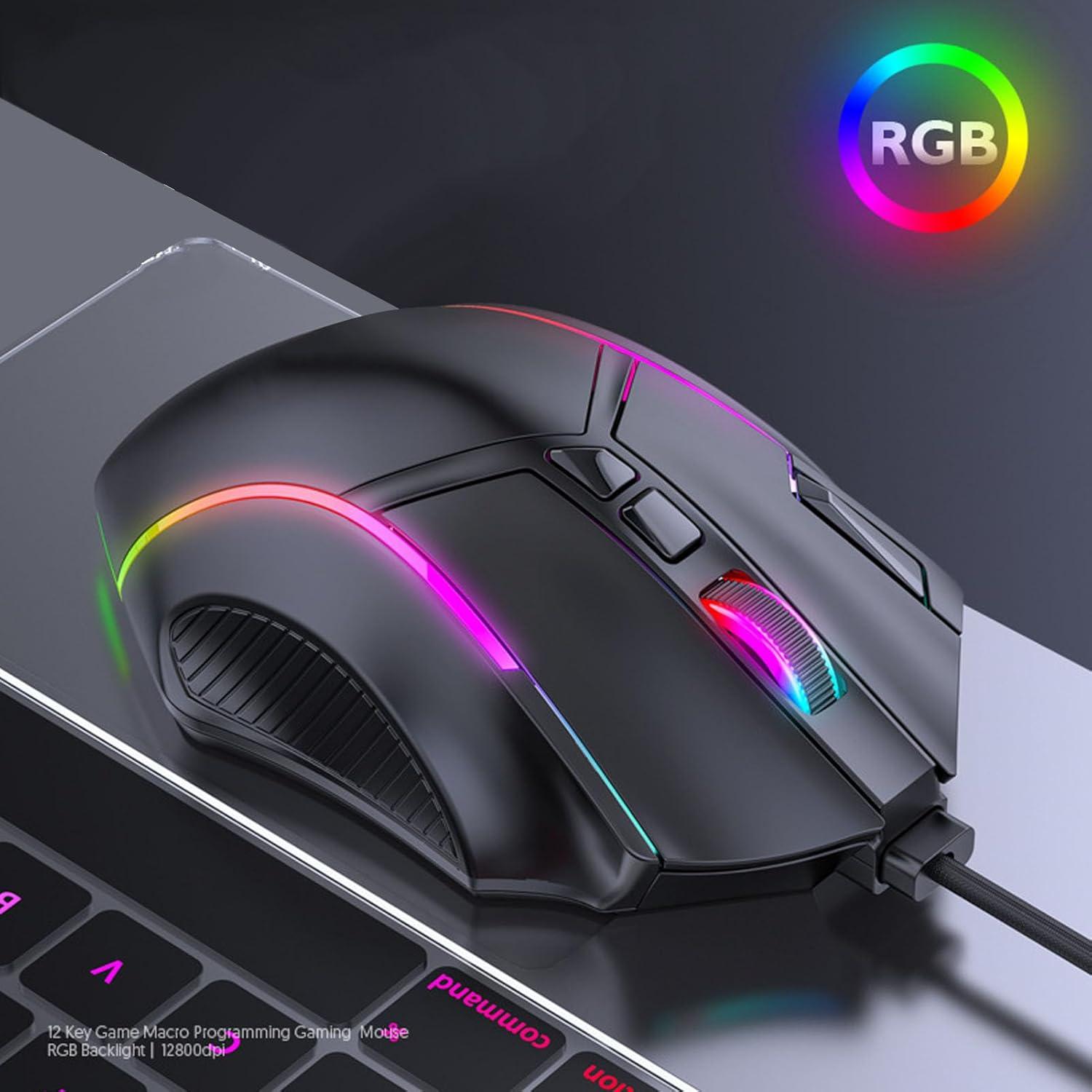 Ratón Gaming Ciciglow X15 Con Cable 12800DPI RGB 12 Botones