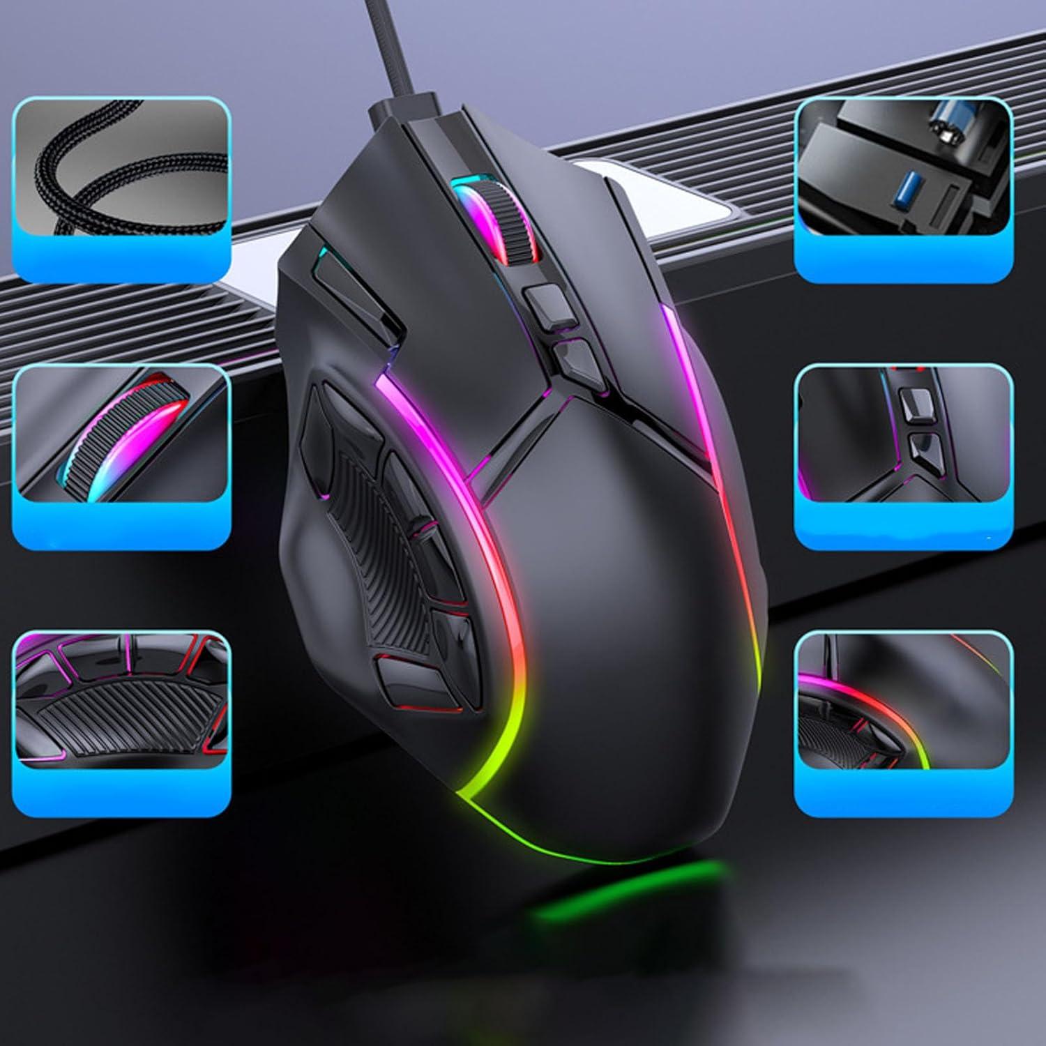 Ratón Gaming Ciciglow X15 Con Cable 12800DPI RGB 12 Botones