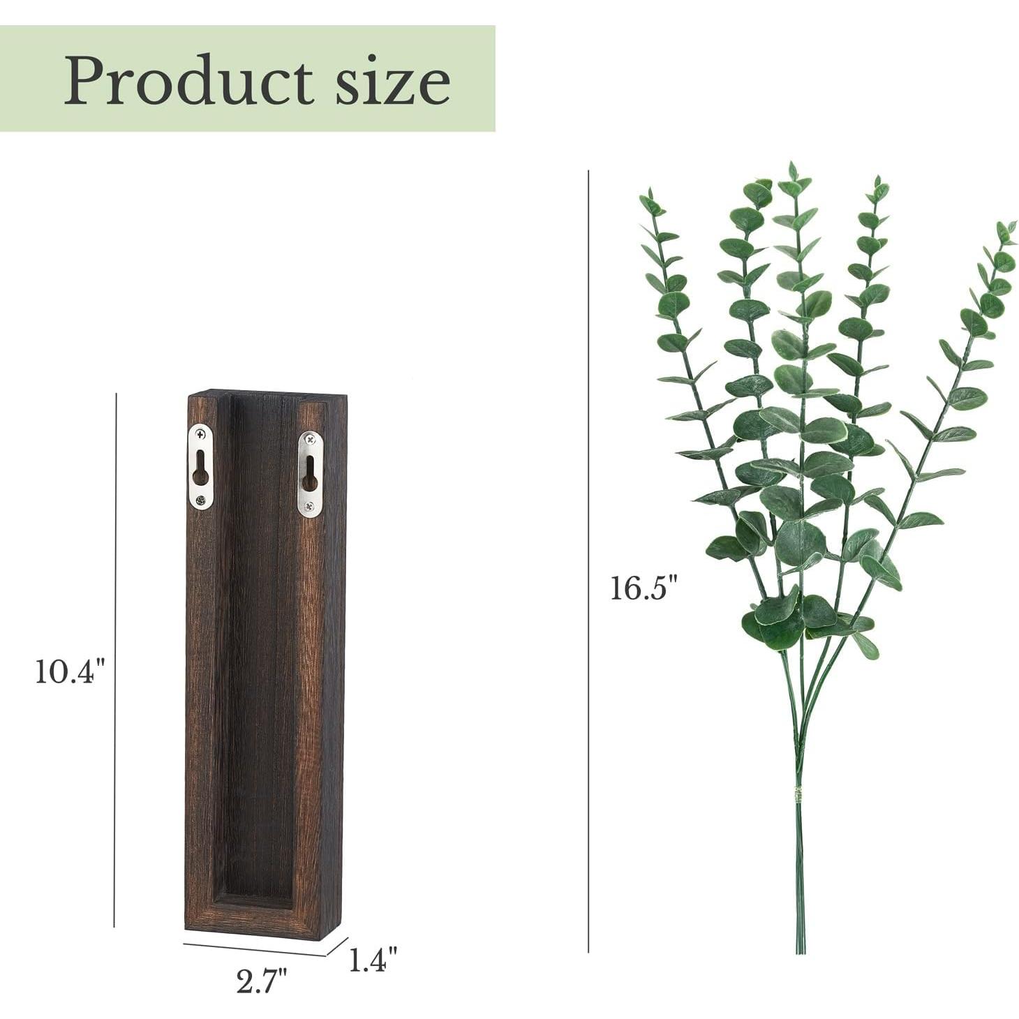 Macetero de Madera Dahey 2 Piezas con Eucalipto Artificial