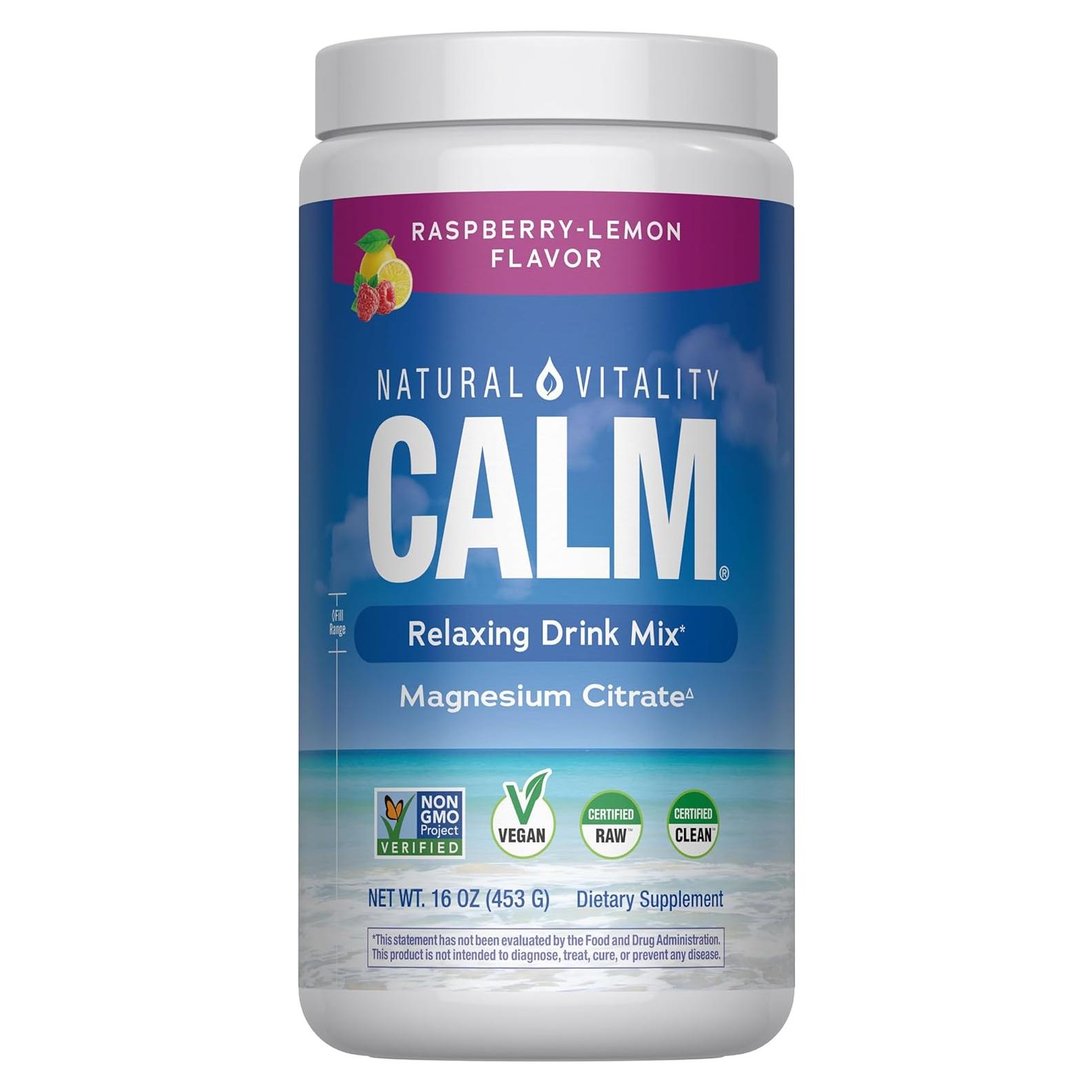 Suplemento de Magnesio Natural Vitality Calm 454 g Limón Frambuesa