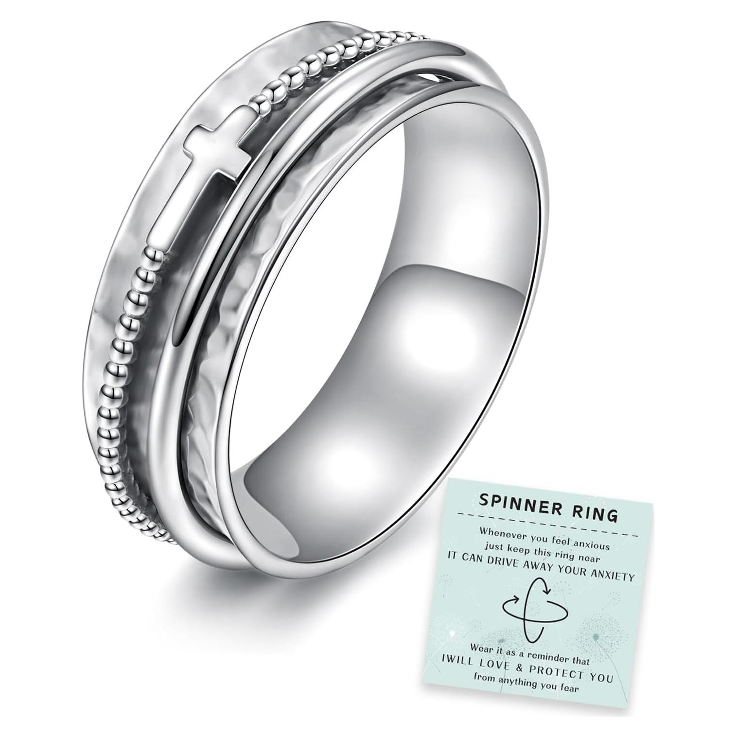 Anillo Fidget Giratorio de Plata Esterlina 925 para Mujeres