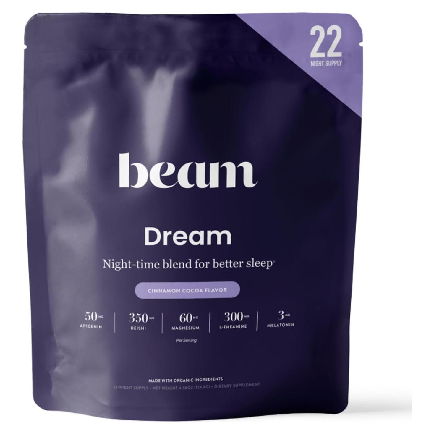 Beam Dream Polvo para Dormir Vegano 22 Porciones Canela Chocolate