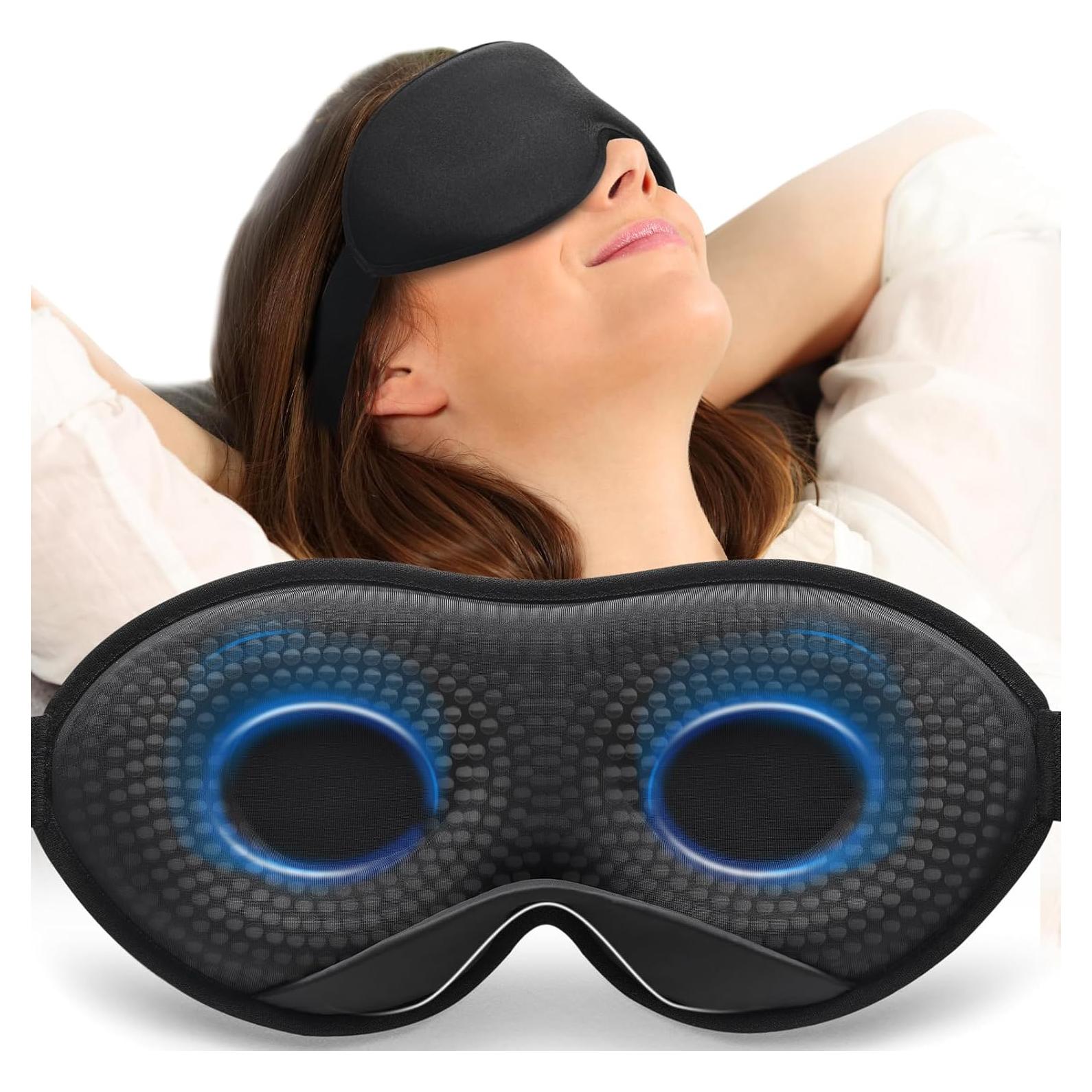 Máscara de Sueño 3D MABAO con Peso y Correa Ajustable - Negro