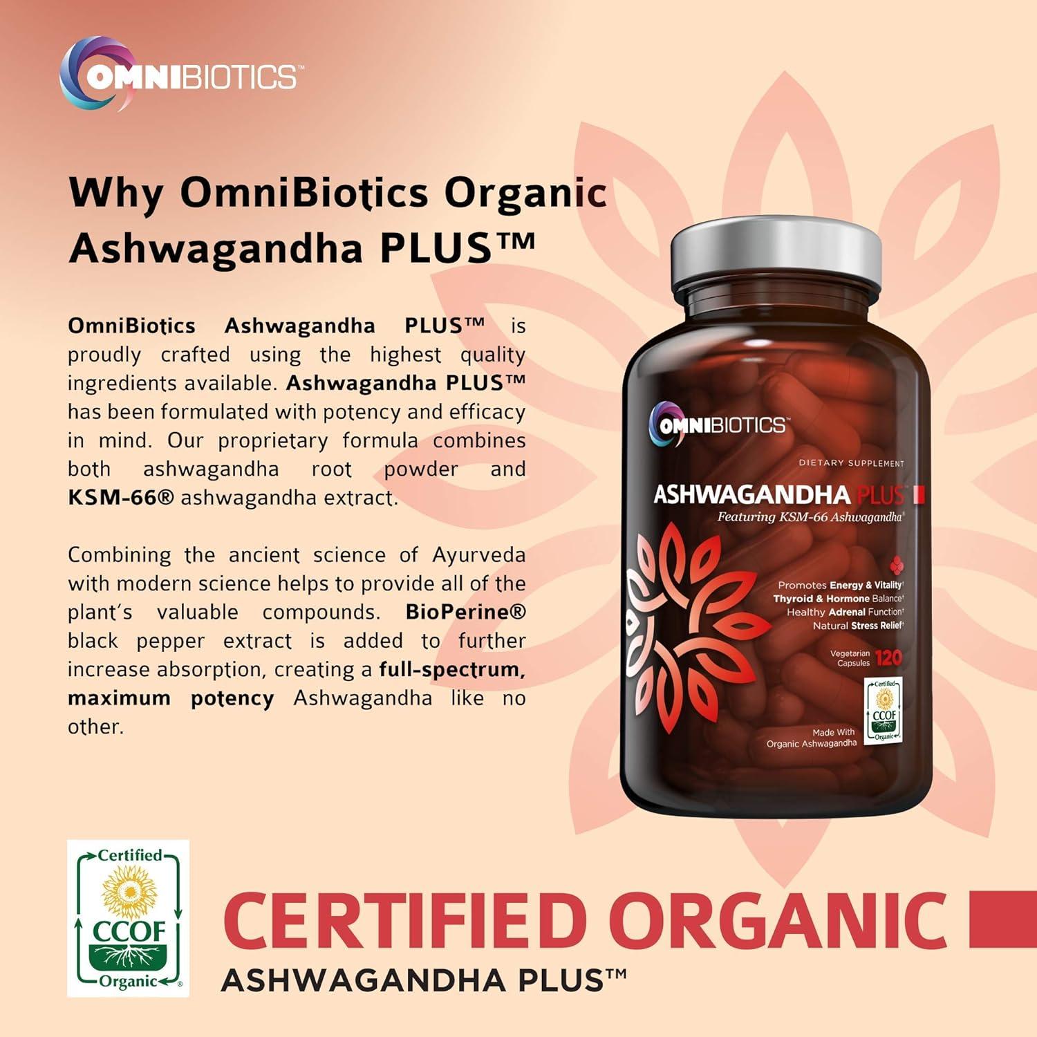 Suplemento Ashwagandha Orgánico KSM-66 1300mg 120 Cápsulas