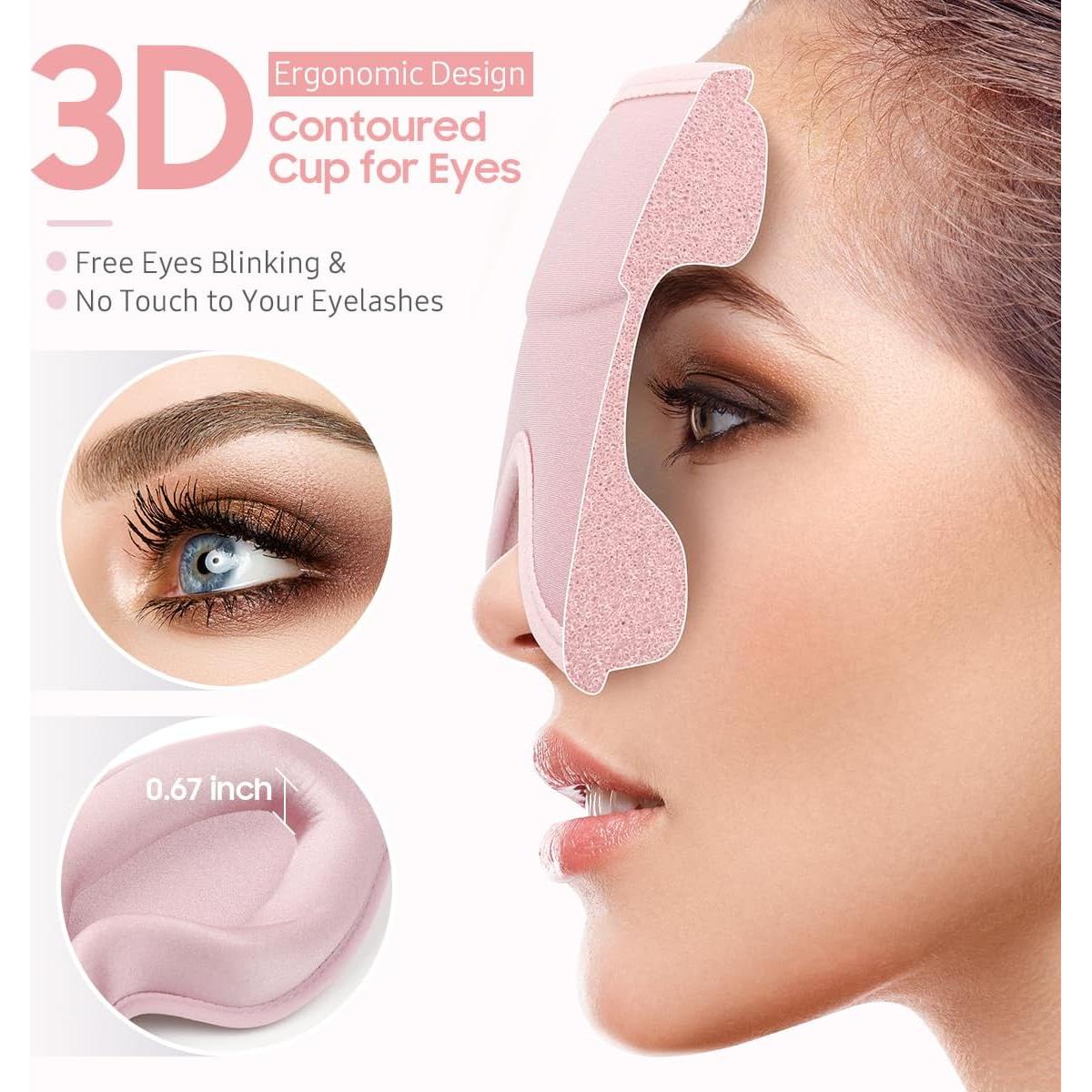 Máscara para dormir BeHoomi 3D rosa, ajuste ergonómico