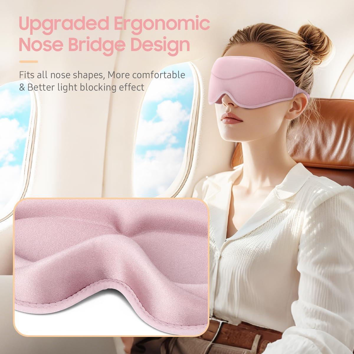 Máscara para dormir BeHoomi 3D rosa, ajuste ergonómico