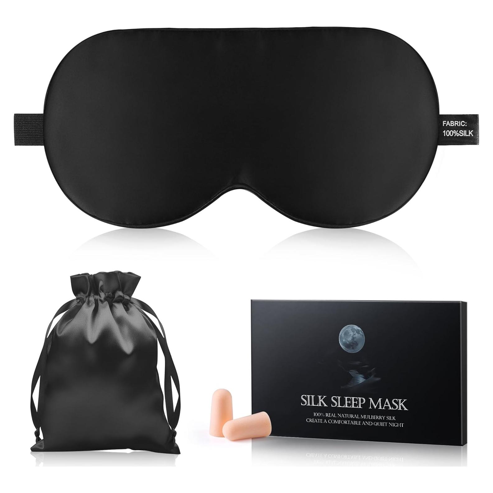 Máscara de Sueño de Seda Spacepower 100% Morera Negra