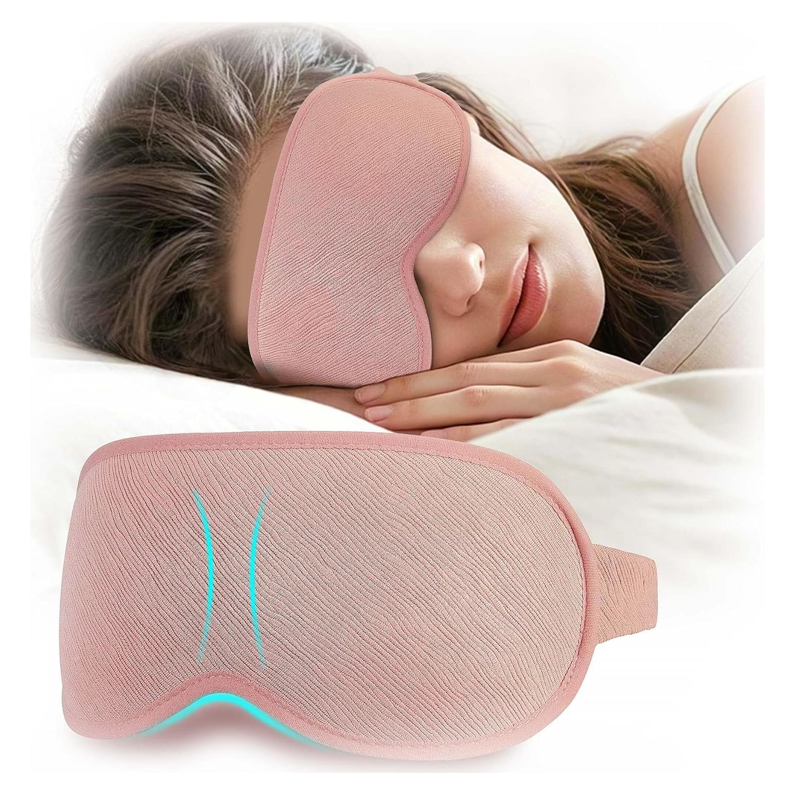 Máscara de Sueño 3D Halenmou Rosa Algodón Lycra Suave