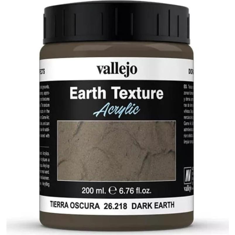 Textura Acrílica Vallejo Tierra Oscura 200 ml para Dioramas