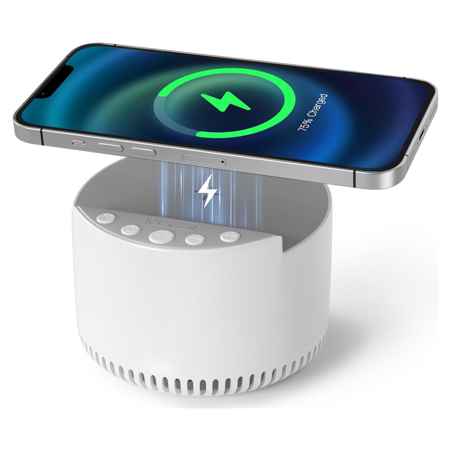 YIERSHIH Classic Bluetooth Speaker, Wireless Charging. The Original White Noise Sound Machine, Sleep Therapy for Adults & Baby, Noise Cancelling for Office Privacy & Meditation(White)