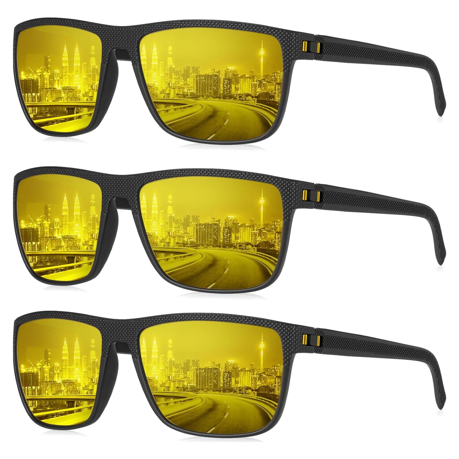 Gafas de sol KALIYADI visión nocturna UV para hombres 3 piezas