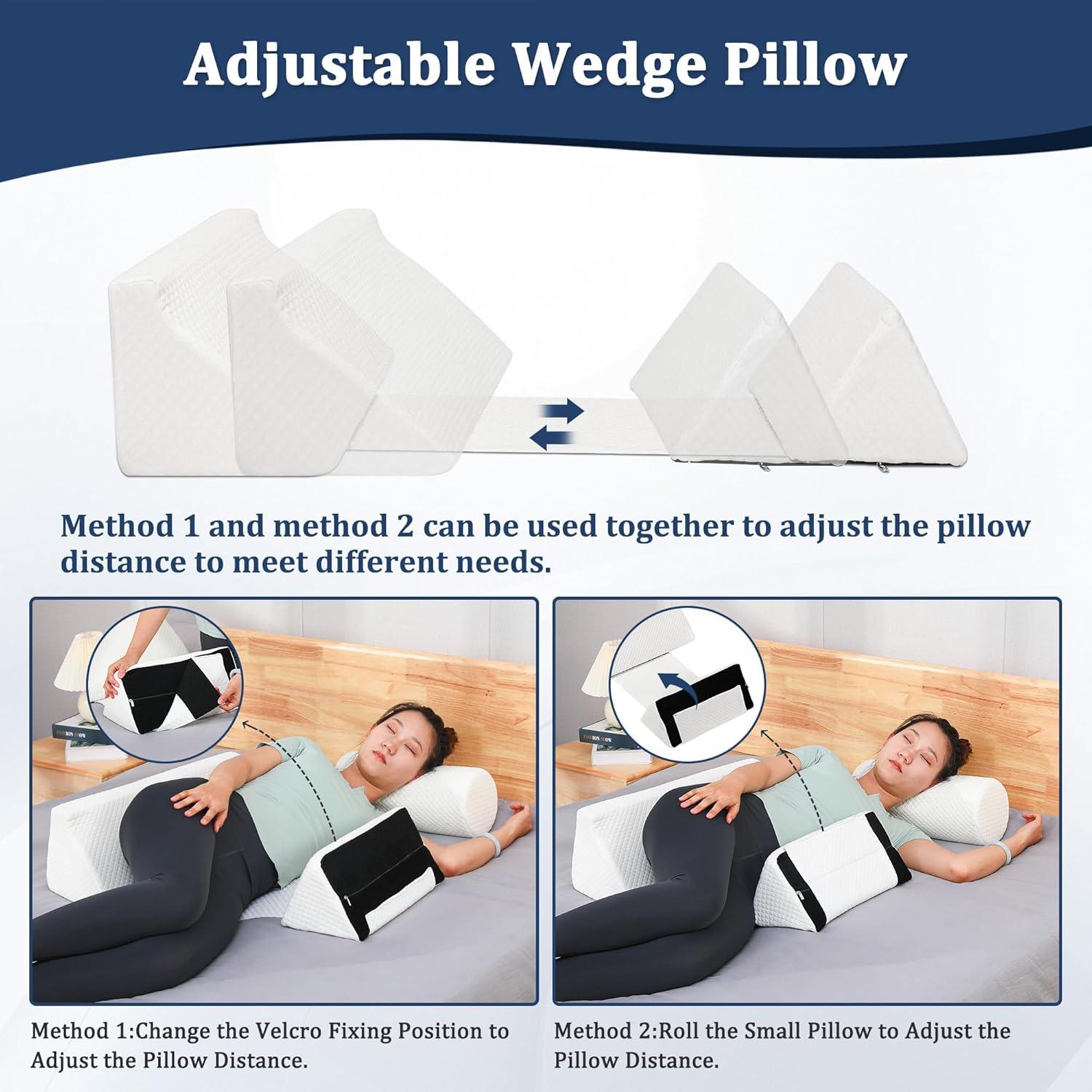 Cojín en Cuña Ajustable Fanwer para Alivio de Espalda y Sueño