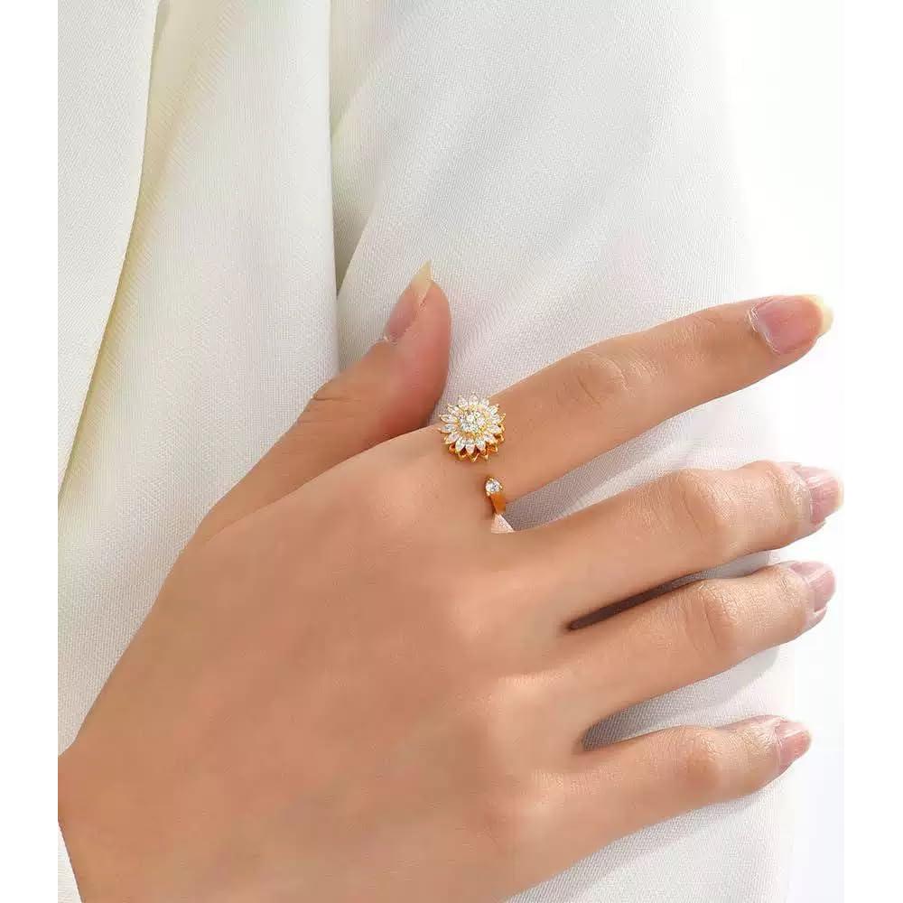 Anillo Fidget Antiestrés Ajustable Estrella Luna Plata