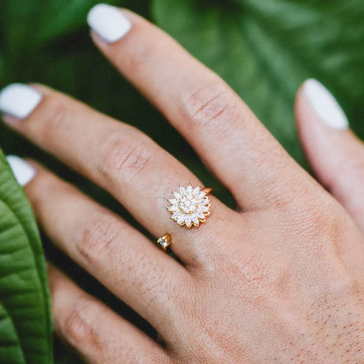 Anillo Fidget Antiestrés Ajustable Estrella Luna Plata