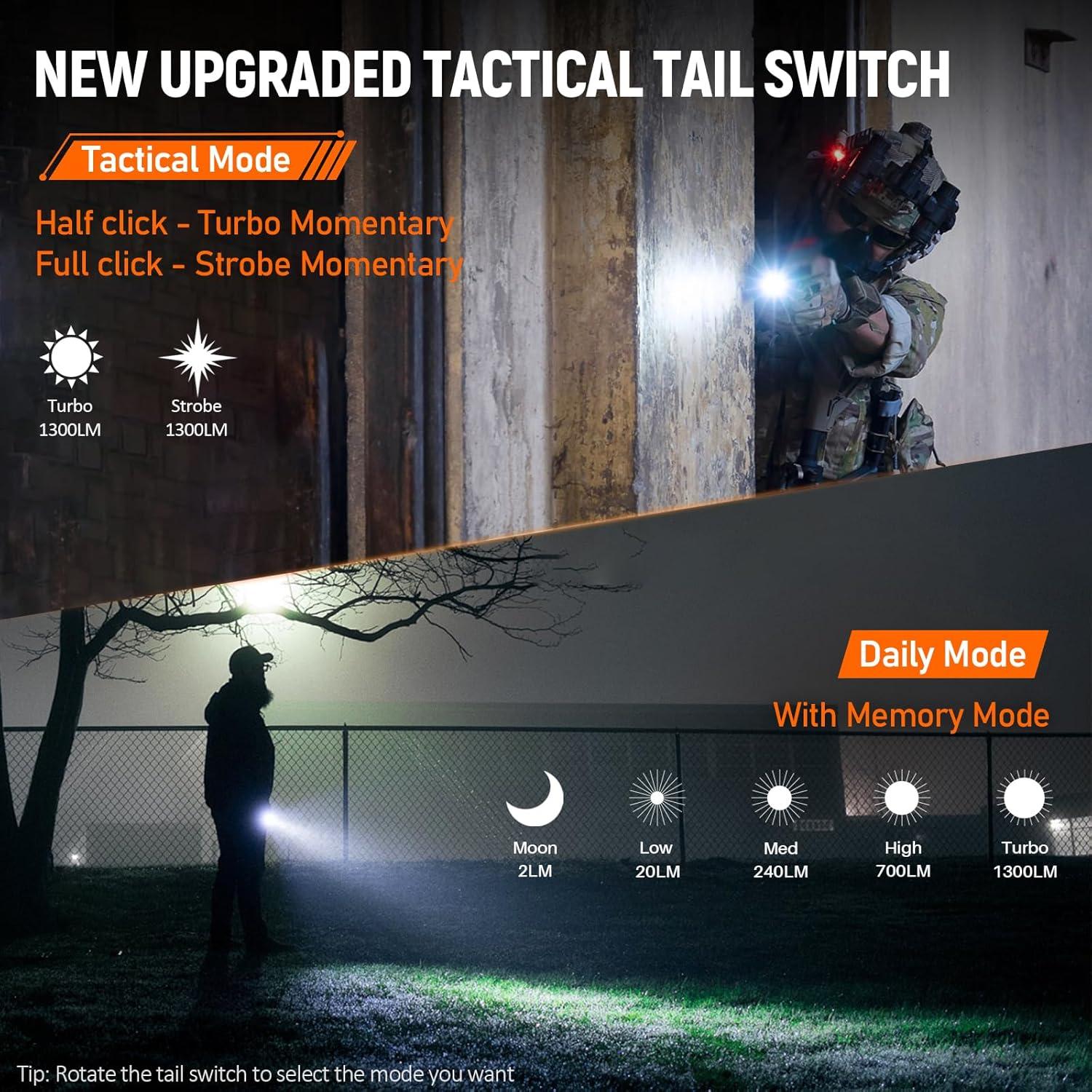 Linterna táctica LED Wurkkos TD07 1300 lúmenes IP68