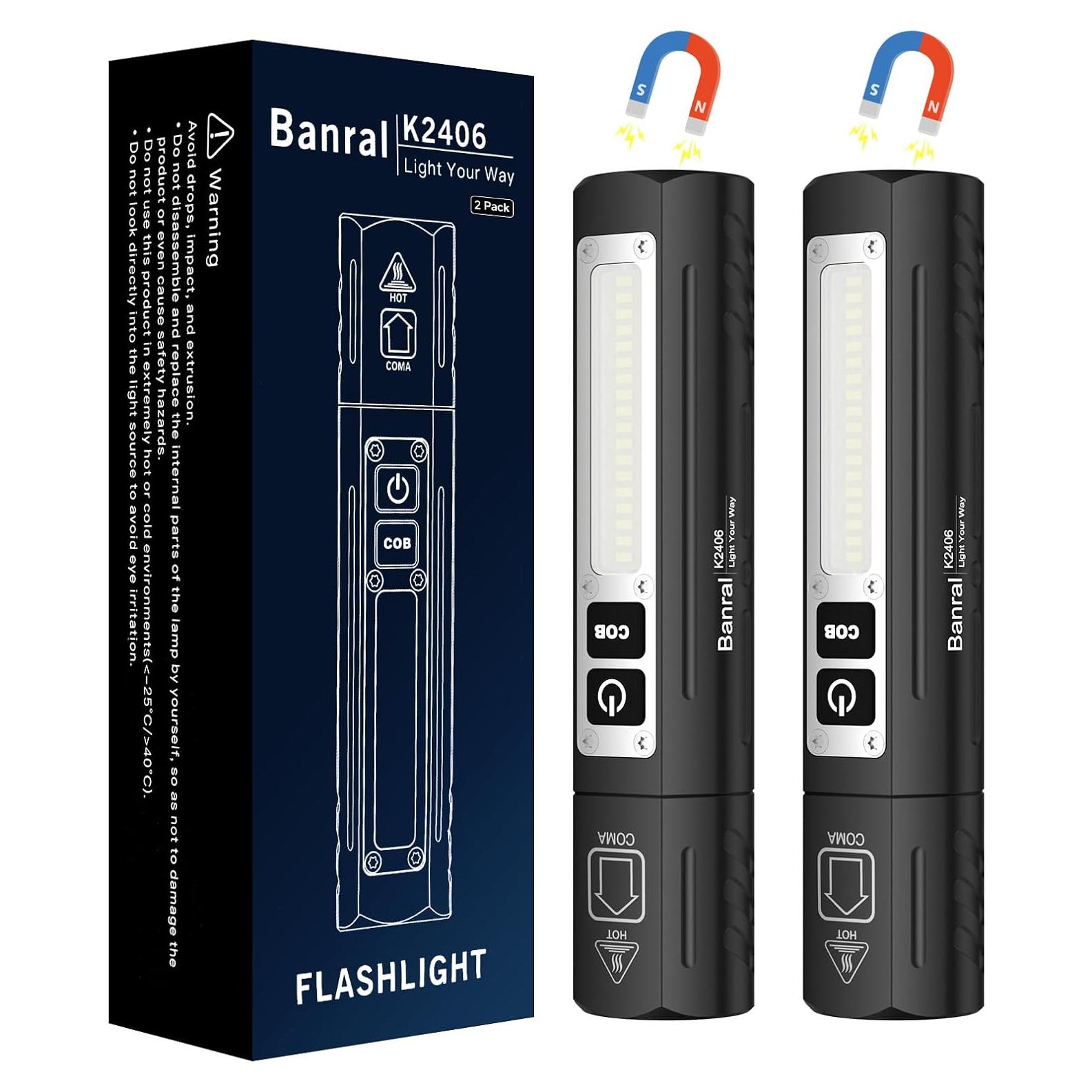 Linterna Táctica Recargable Banral K2406 LED 8 Modos Negra