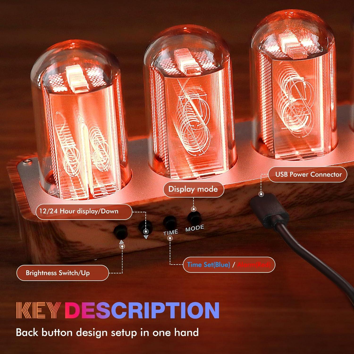 Reloj Digital Nixie ClocTeck CT-004 con Alarma y Temporizador