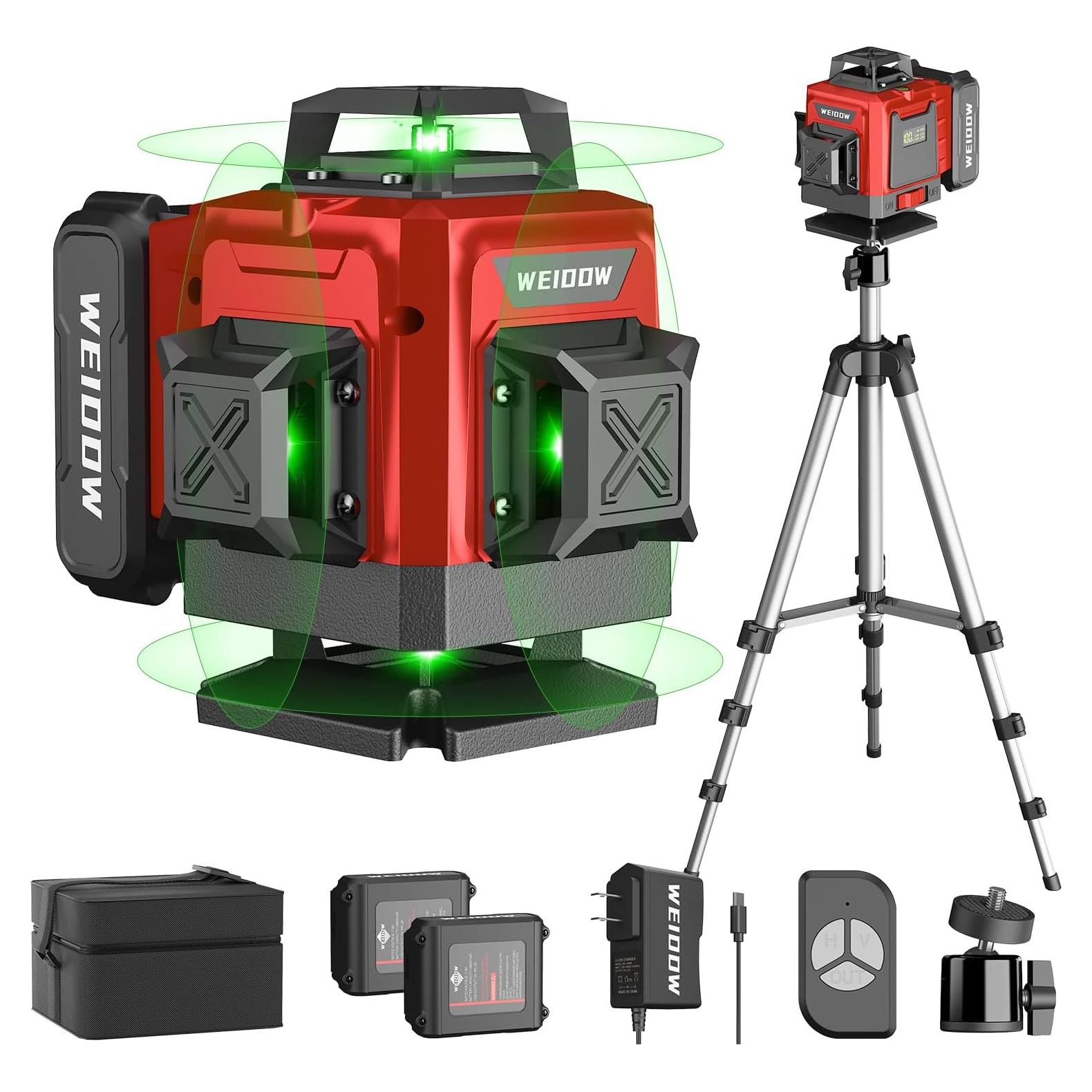 Nivel Láser 4D Autonivelante WEIDDW con Trípode y Baterías