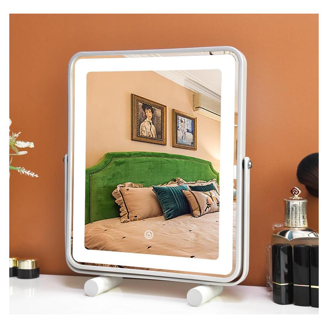 Espejo de Maquillaje LED YEKKOPT 33x25 cm 3 Modos Iluminación