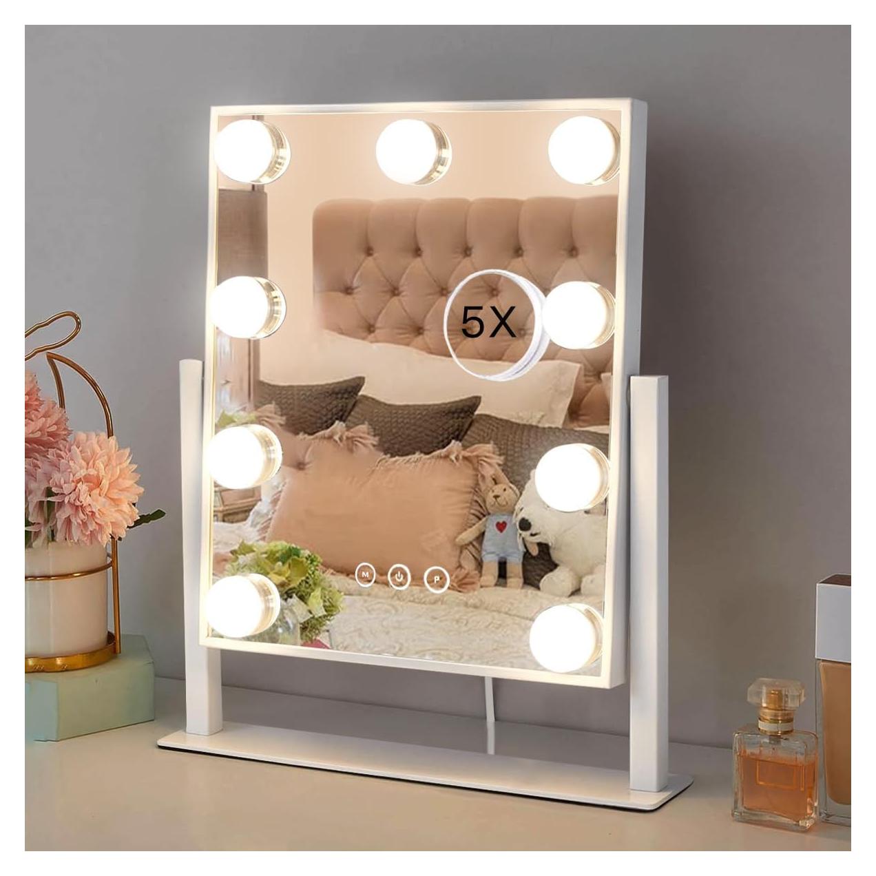 Espejo de Tocador HIEEY con Luces 9 Bombillas Regulables