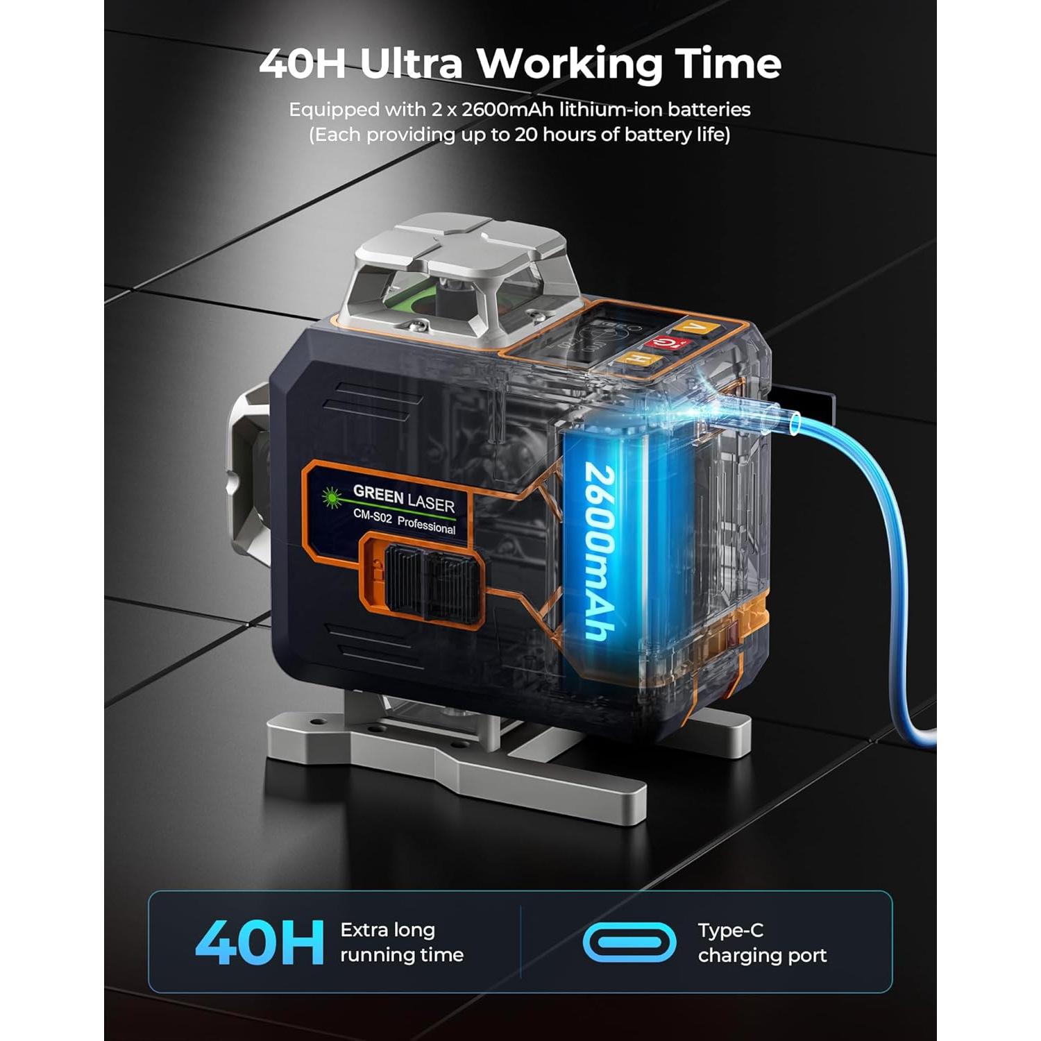 CIGMAN 4x360° 16 Lines Laser Level with Remote&APP Control, Green Self Leveling Cross Line Laser, 4D Vertical/Horizontal Line for Construction, Home Renovation, Picture Hanging