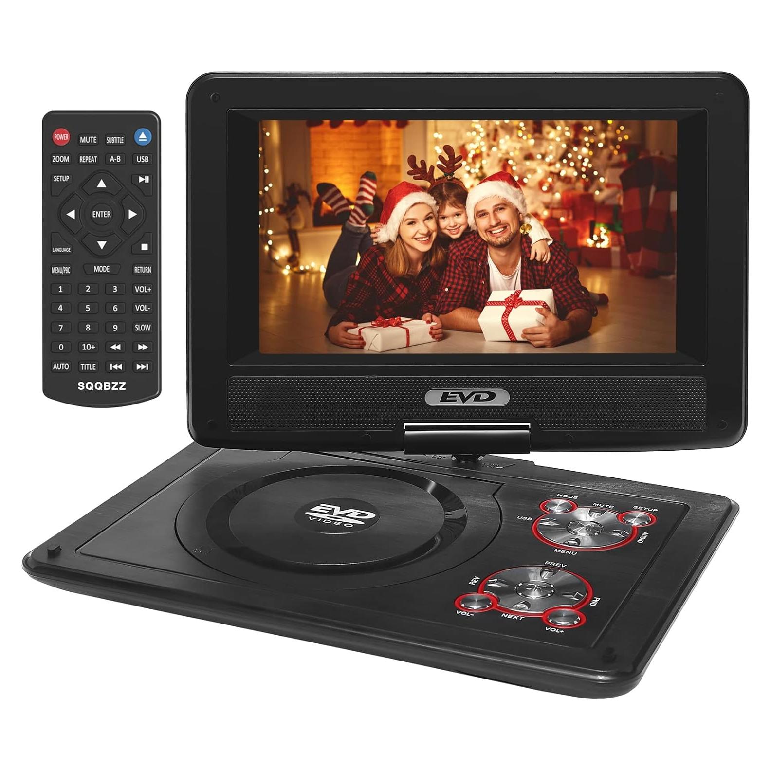11.5" Portable DVD Player with 9.5" Swivel Screen, 5-Hours Rechargeable Battery,Car DVD Player,Support CD/DVD/SD Card/USB,Regions Free,Dual Speakers, Black…