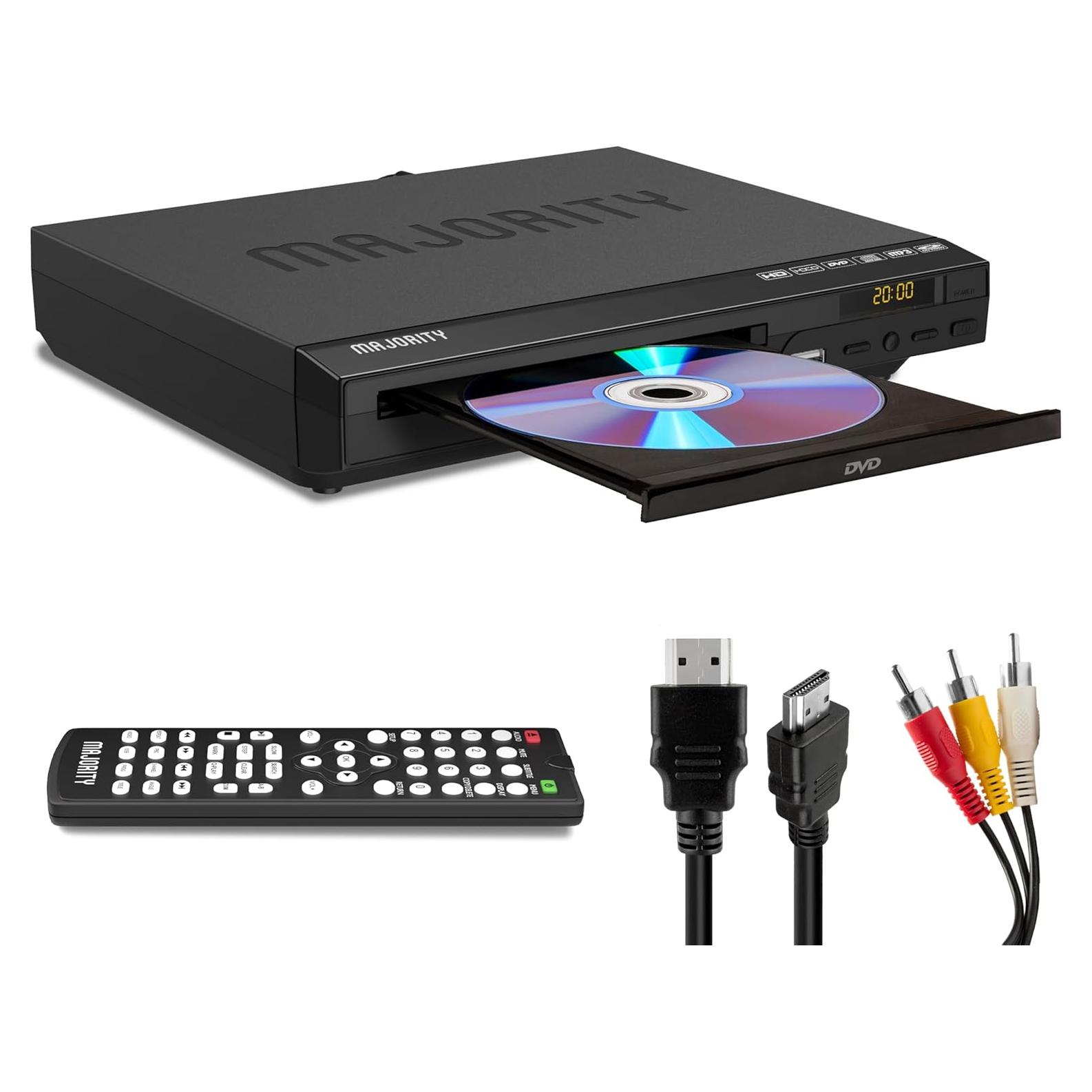 Reproductor de DVD HDMI Majority MAJ-DVD-BLK 1080P con USB