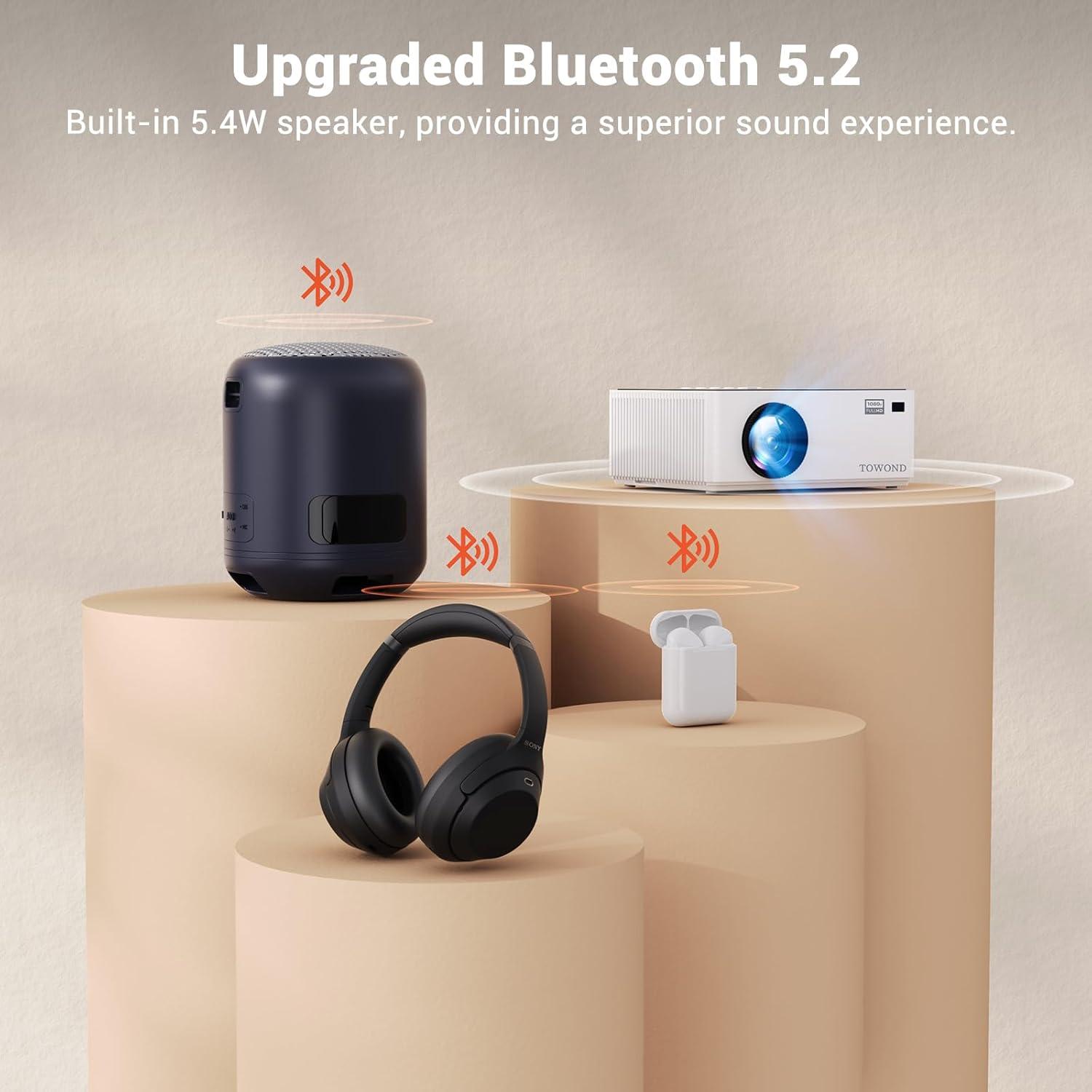 Proyector Inteligente TOWOND 1080p Wifi Bluetooth Android TV