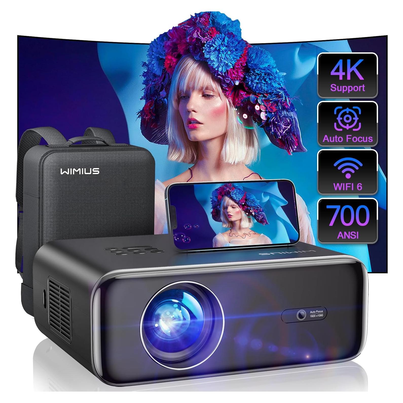 Proyector WiMiUS P62 700 ANSI Nativo 1080P WiFi 6 Bluetooth 5.2