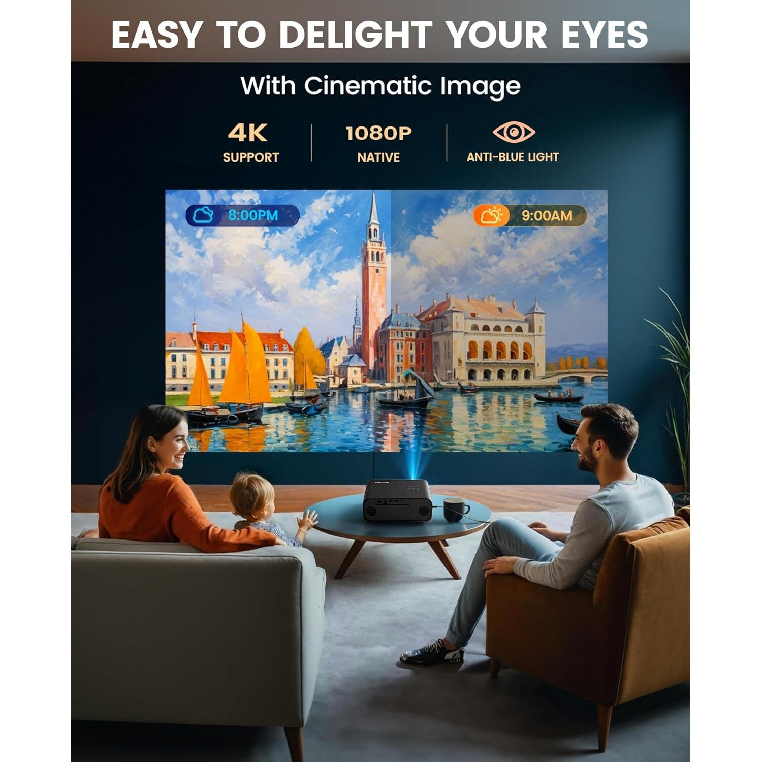 Proyector WiMiUS P62 700 ANSI Nativo 1080P WiFi 6 Bluetooth 5.2