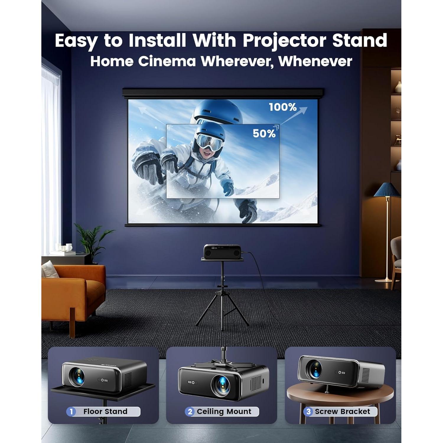 Proyector WiMiUS P62 700 ANSI Nativo 1080P WiFi 6 Bluetooth 5.2