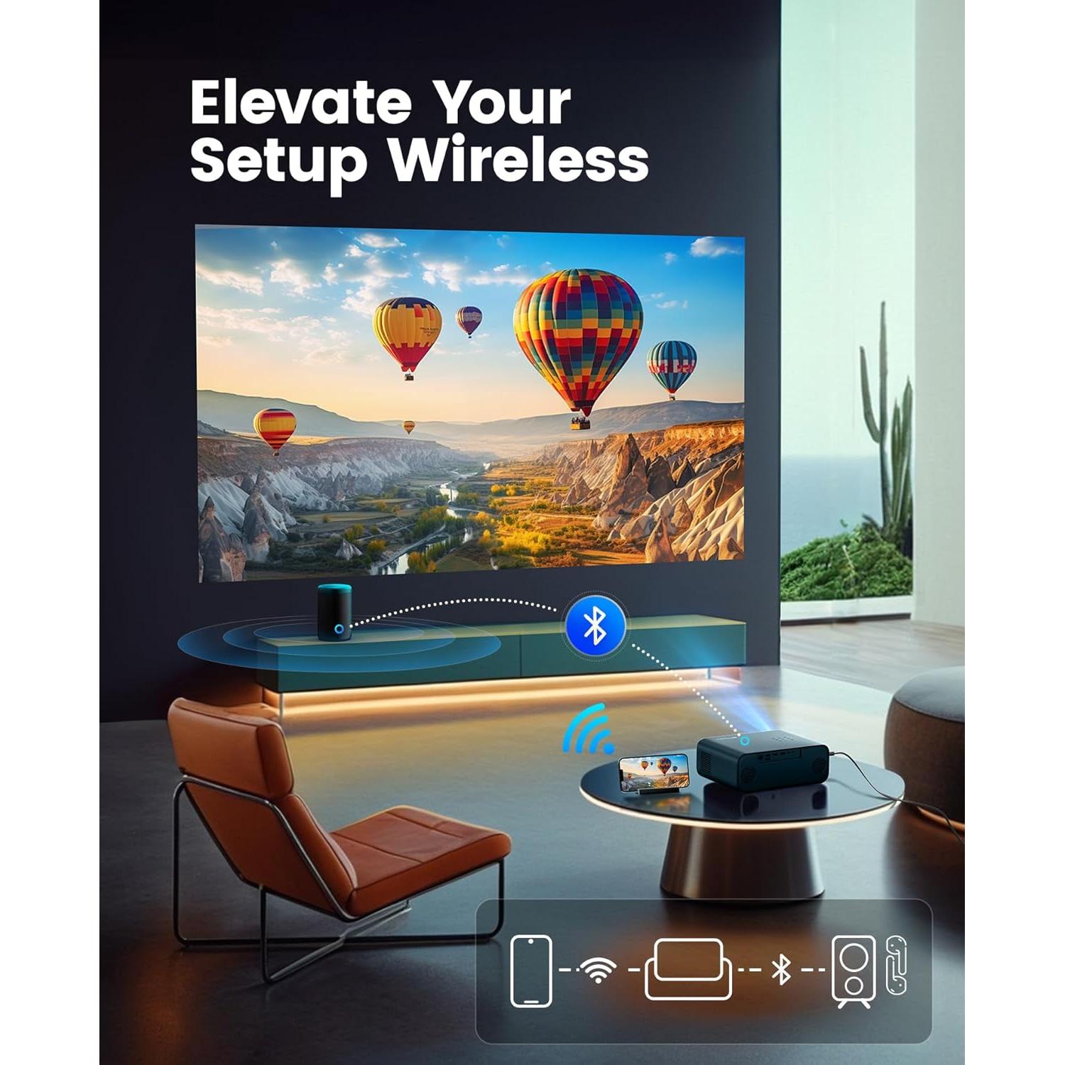 Proyector WiMiUS P62 700 ANSI Nativo 1080P WiFi 6 Bluetooth 5.2