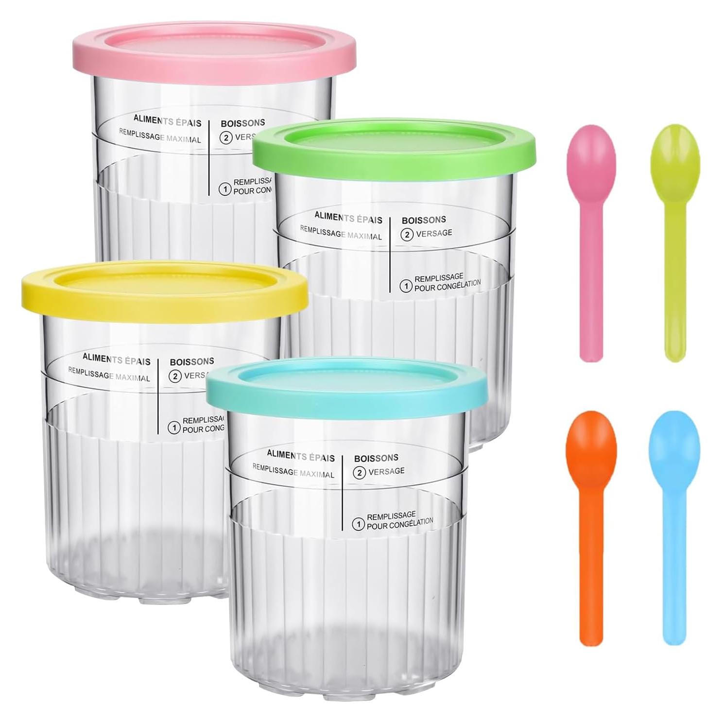 Diteje 4 Pints Recambio Helado 710ml con Tapas y Cucharas