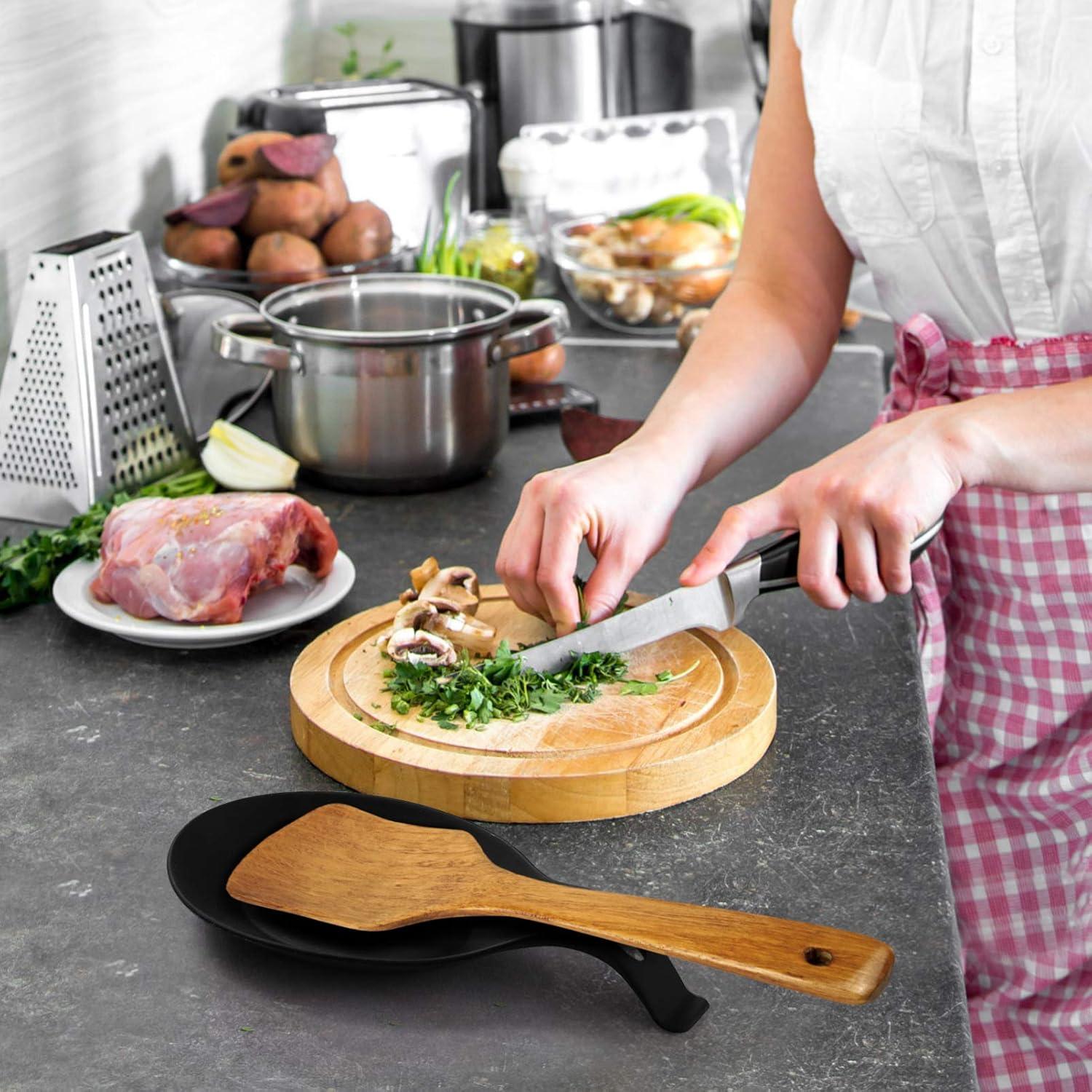 Soportes de Cuchara de Silicona DOITOOL 2 Piezas Negro