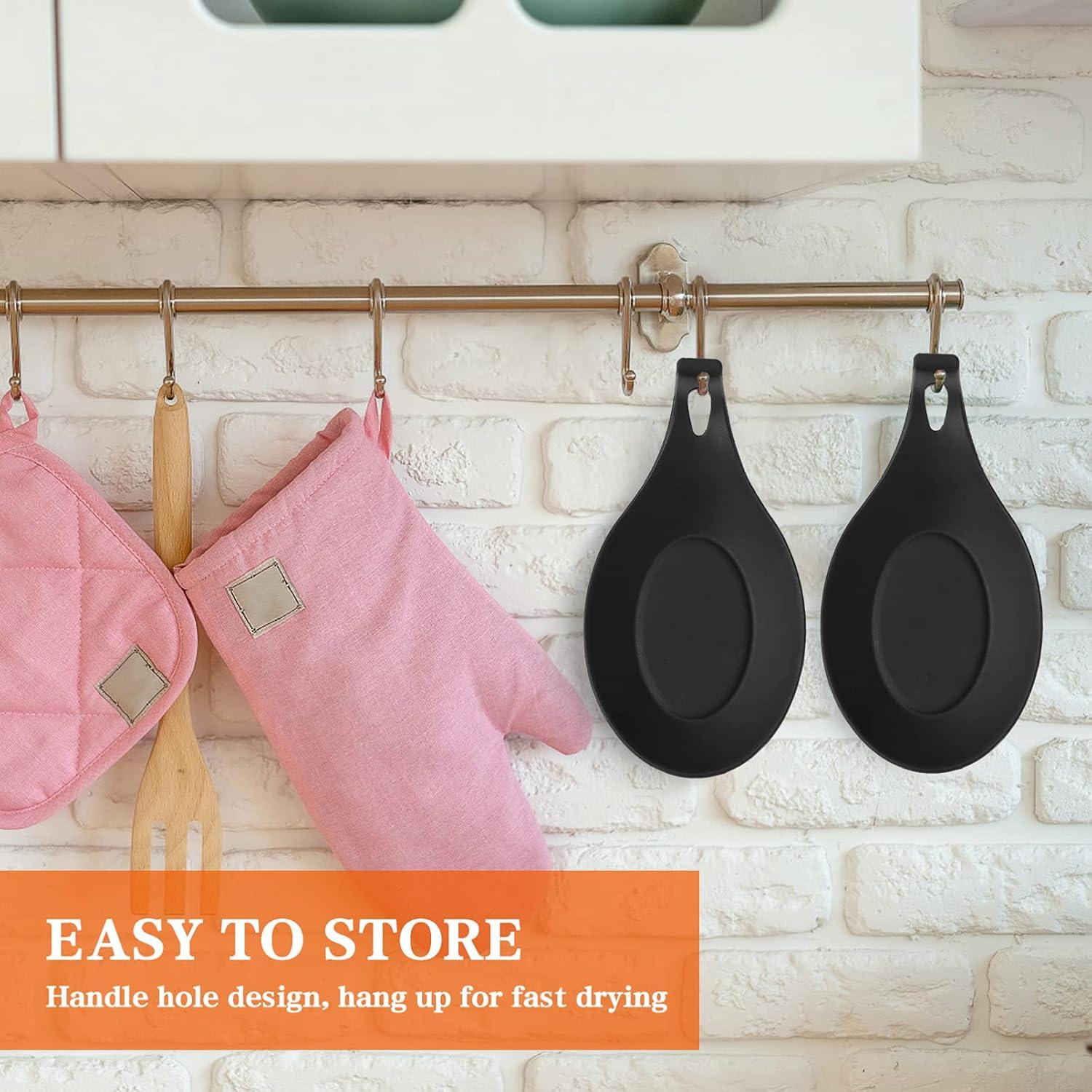 Soportes de Cuchara de Silicona DOITOOL 2 Piezas Negro