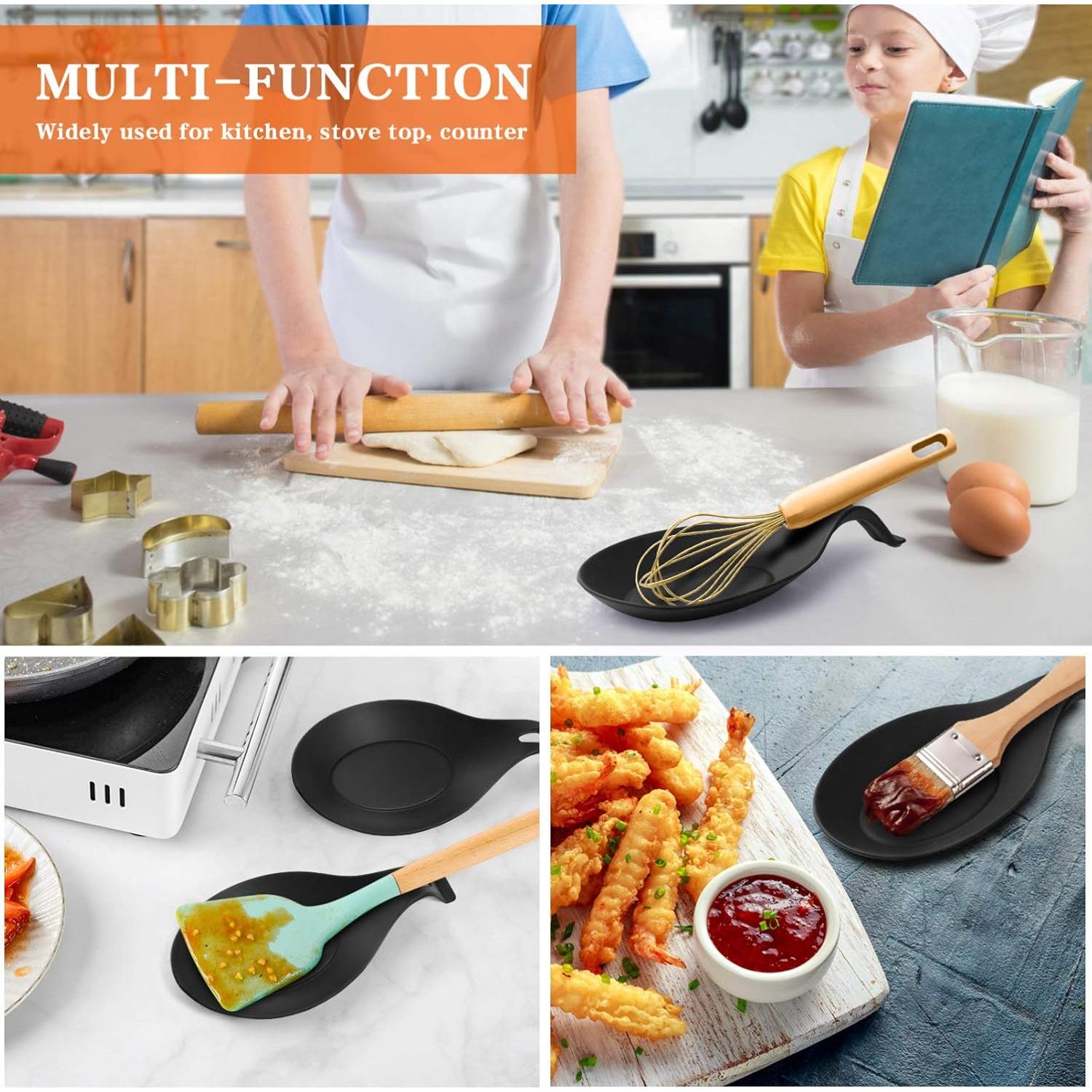 Soportes de Cuchara de Silicona DOITOOL 2 Piezas Negro