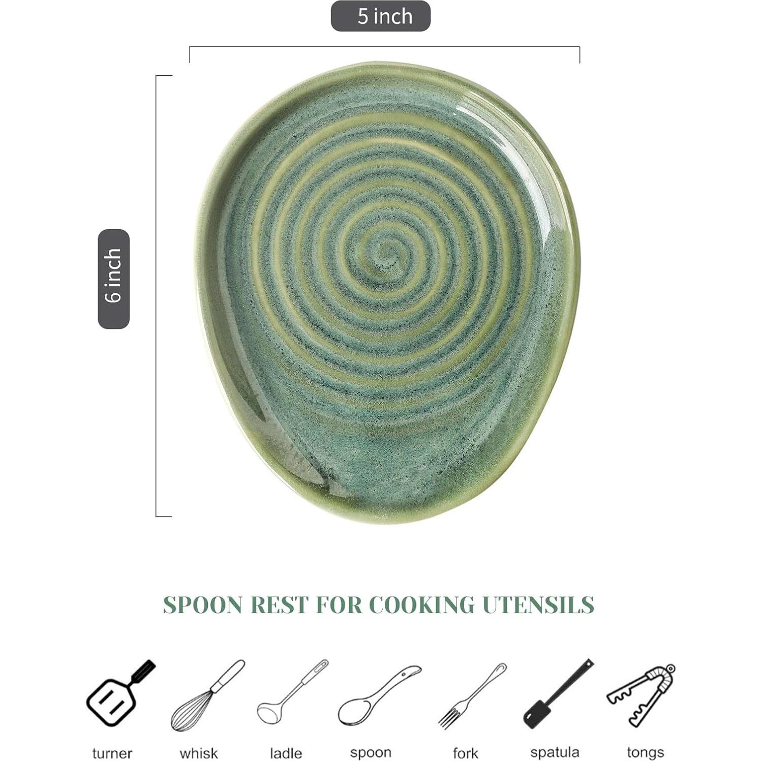 Reposapucheros de cerámica Seyatoo verde esmaltado 16,7x14,3 cm