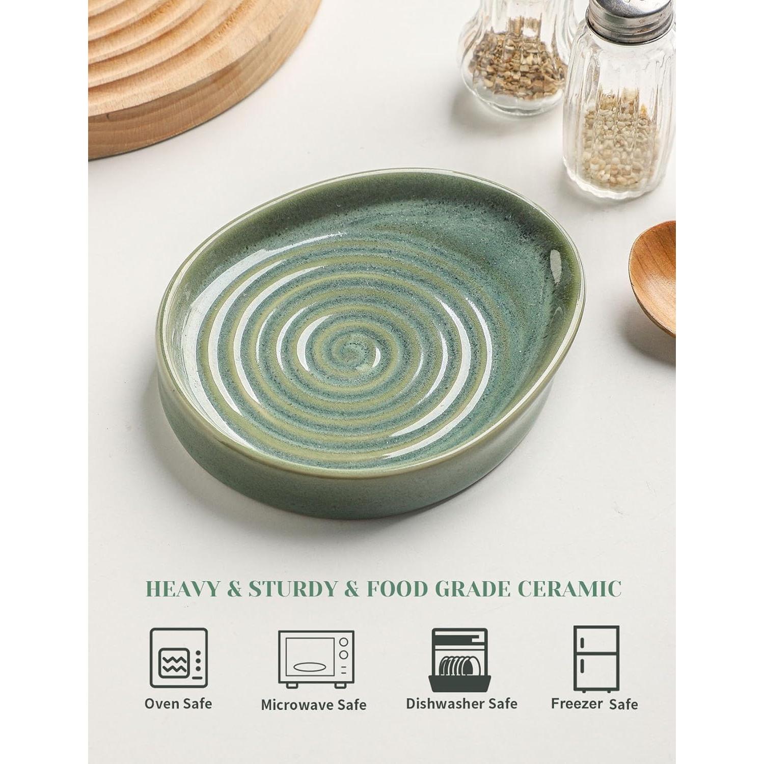 Reposapucheros de cerámica Seyatoo verde esmaltado 16,7x14,3 cm