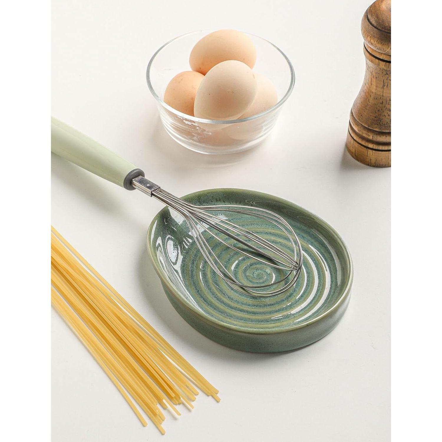 Reposapucheros de cerámica Seyatoo verde esmaltado 16,7x14,3 cm