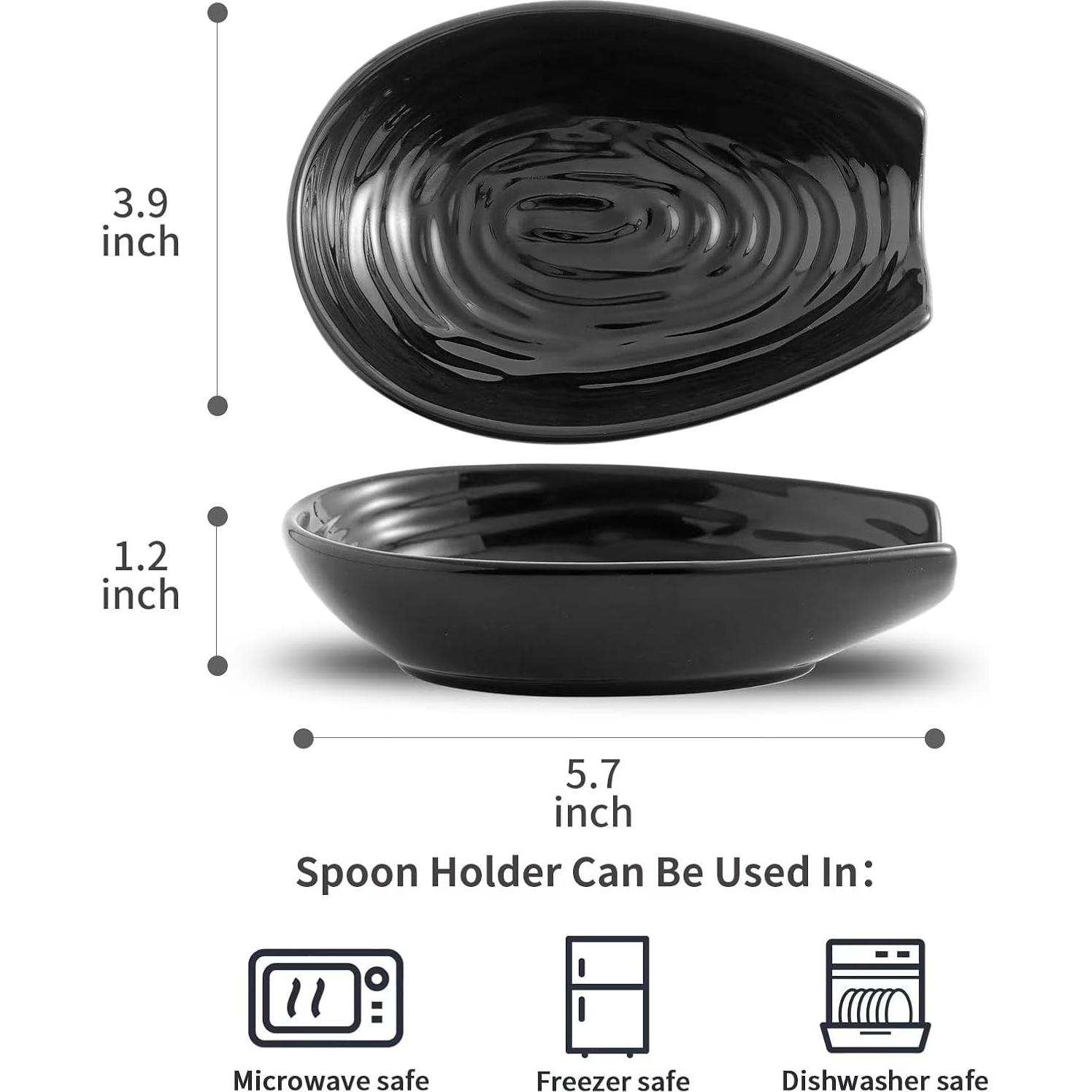 Soporte para cucharas Hasense cerámica negro 14.48x10.16 cm