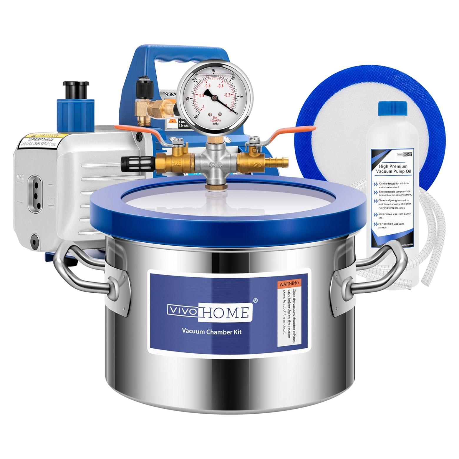 Cámara de Vacío VIVOHOME 5.68L con Bomba 3.5 CFM