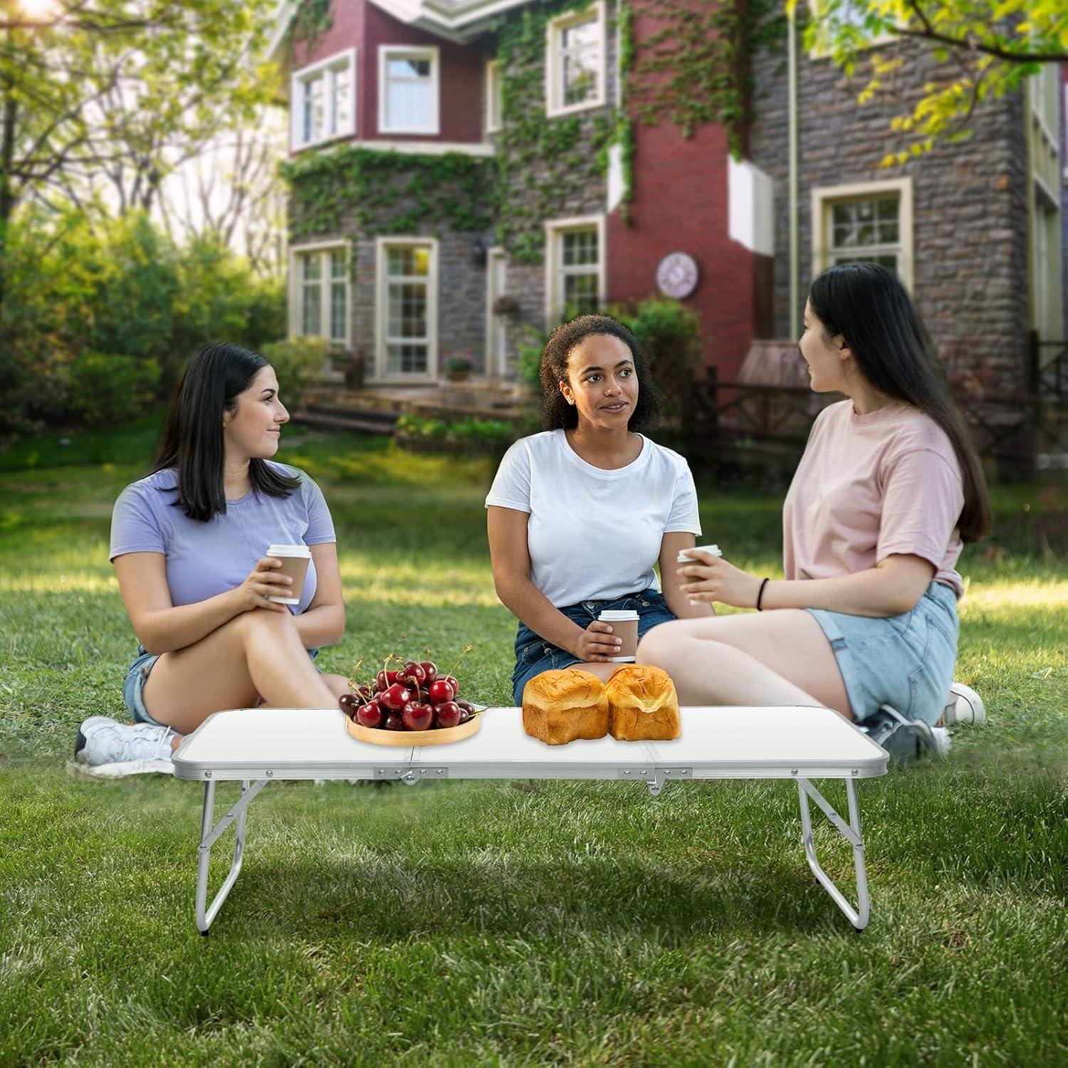 Mesa de Camping Plegable Moosinily 89x39cm Blanca Baja