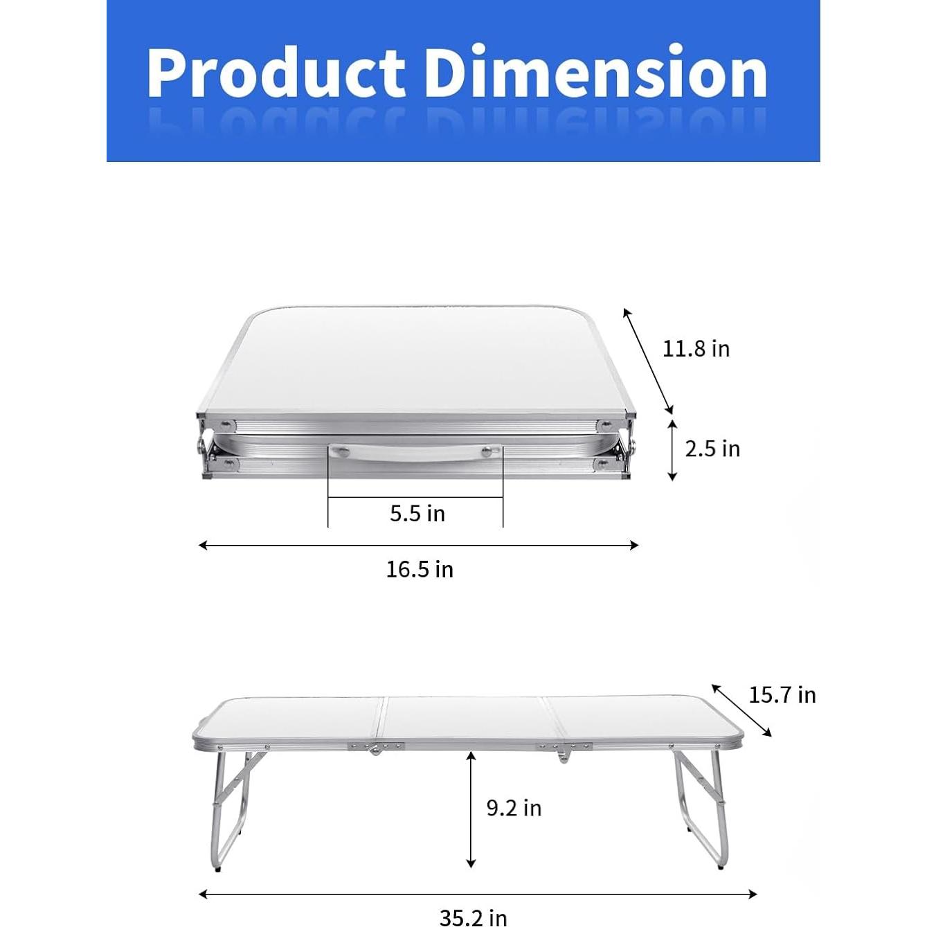 Mesa de Camping Plegable Moosinily 89x39cm Blanca Baja
