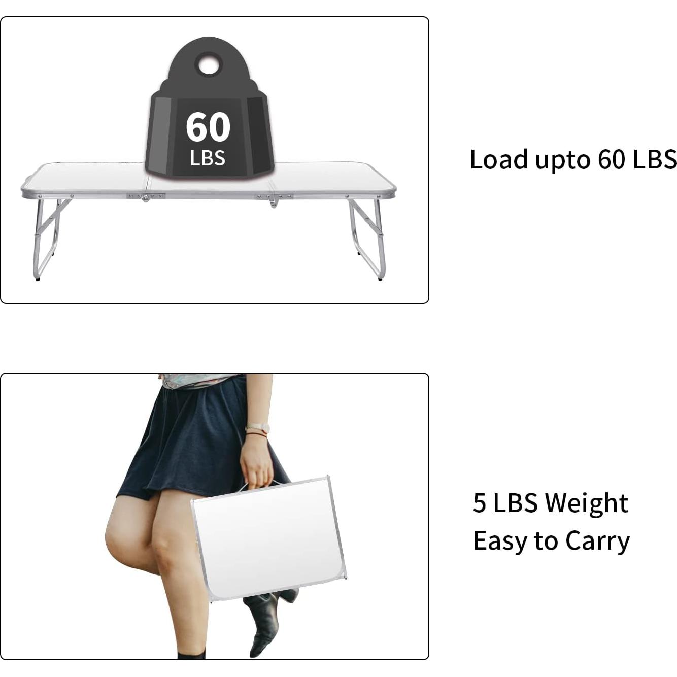 Mesa de Camping Plegable Moosinily 89x39cm Blanca Baja