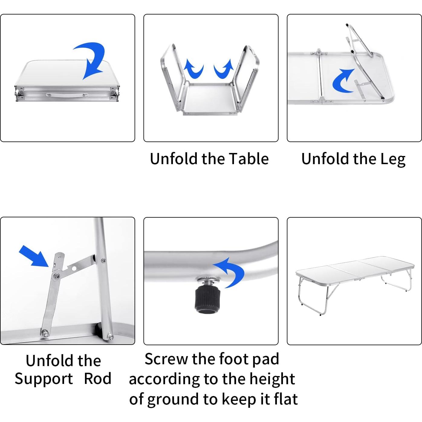 Mesa de Camping Plegable Moosinily 89x39cm Blanca Baja
